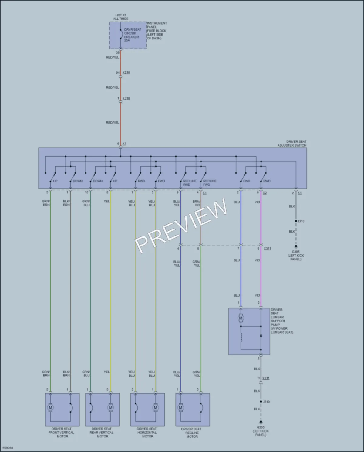 2017 Chevrolet Impala Power Seats wiring diagram preview