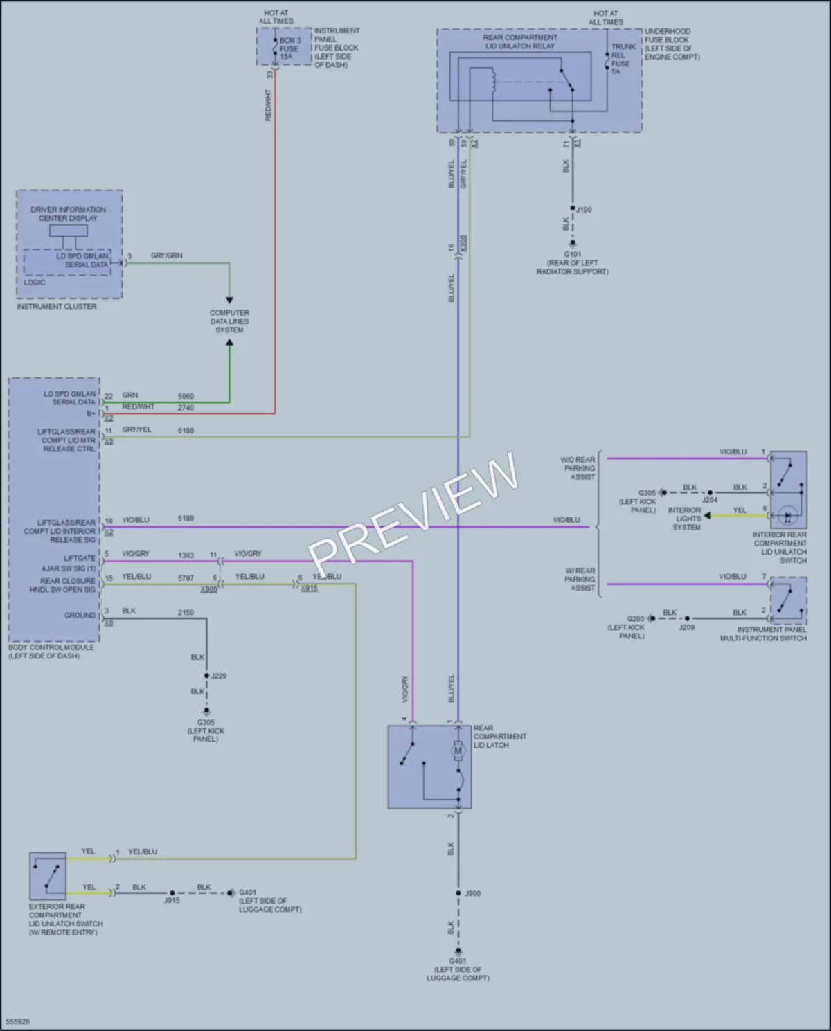 2017 Chevrolet Impala Trunk Tailgate Fuel Door wiring diagram preview