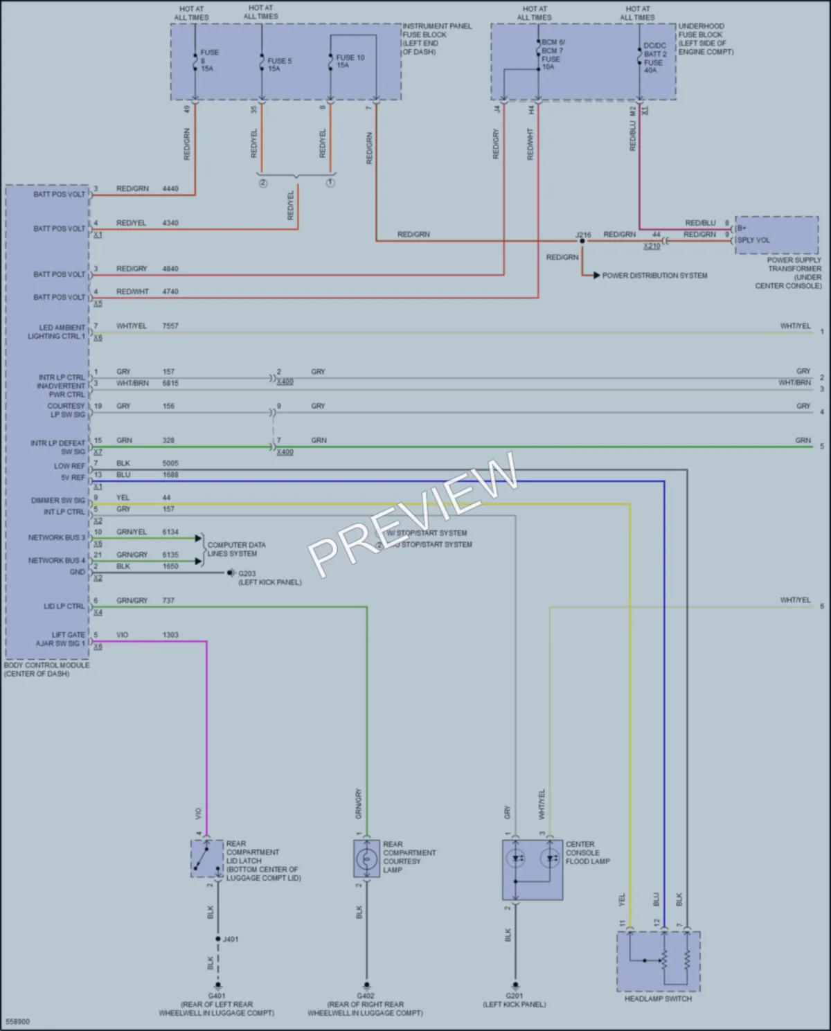 2017 Chevrolet MalibuHybrid Interior Lights wiring diagram preview