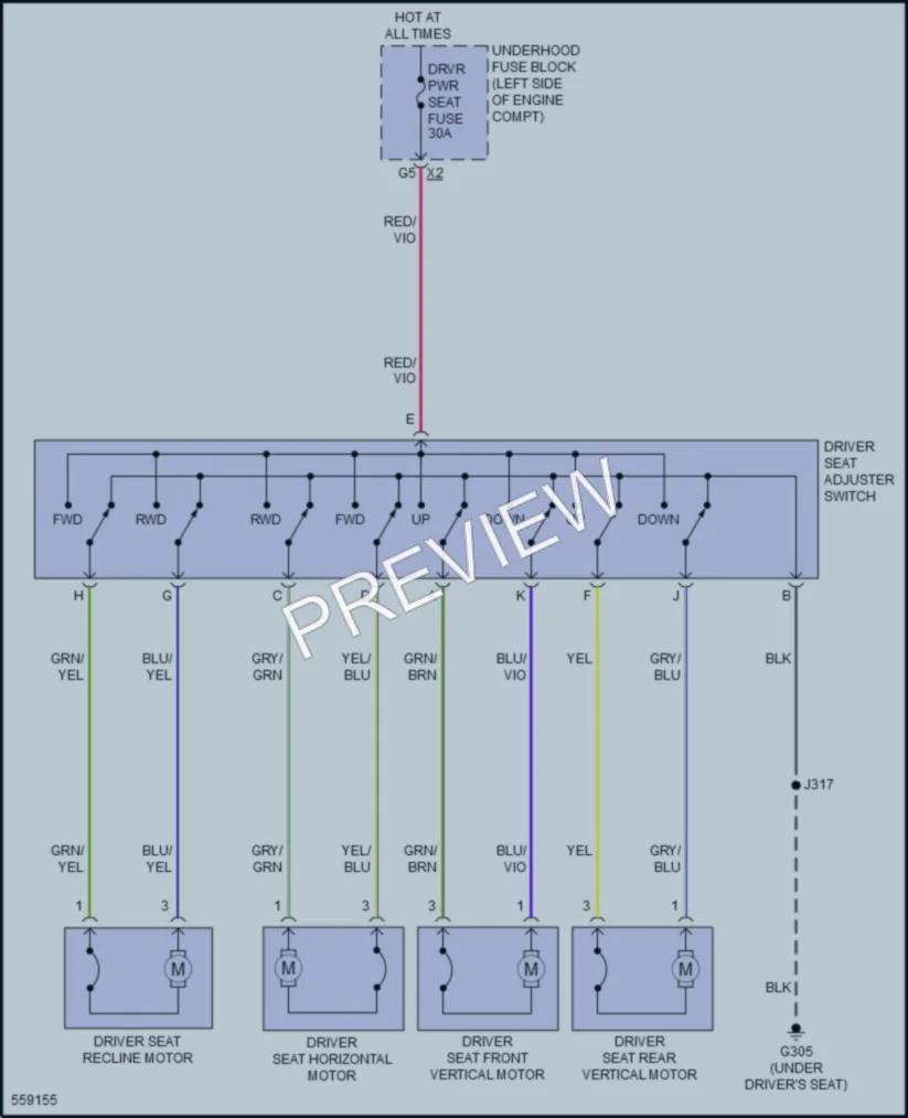2017 Chevrolet MalibuHybrid Power Seats wiring diagram preview