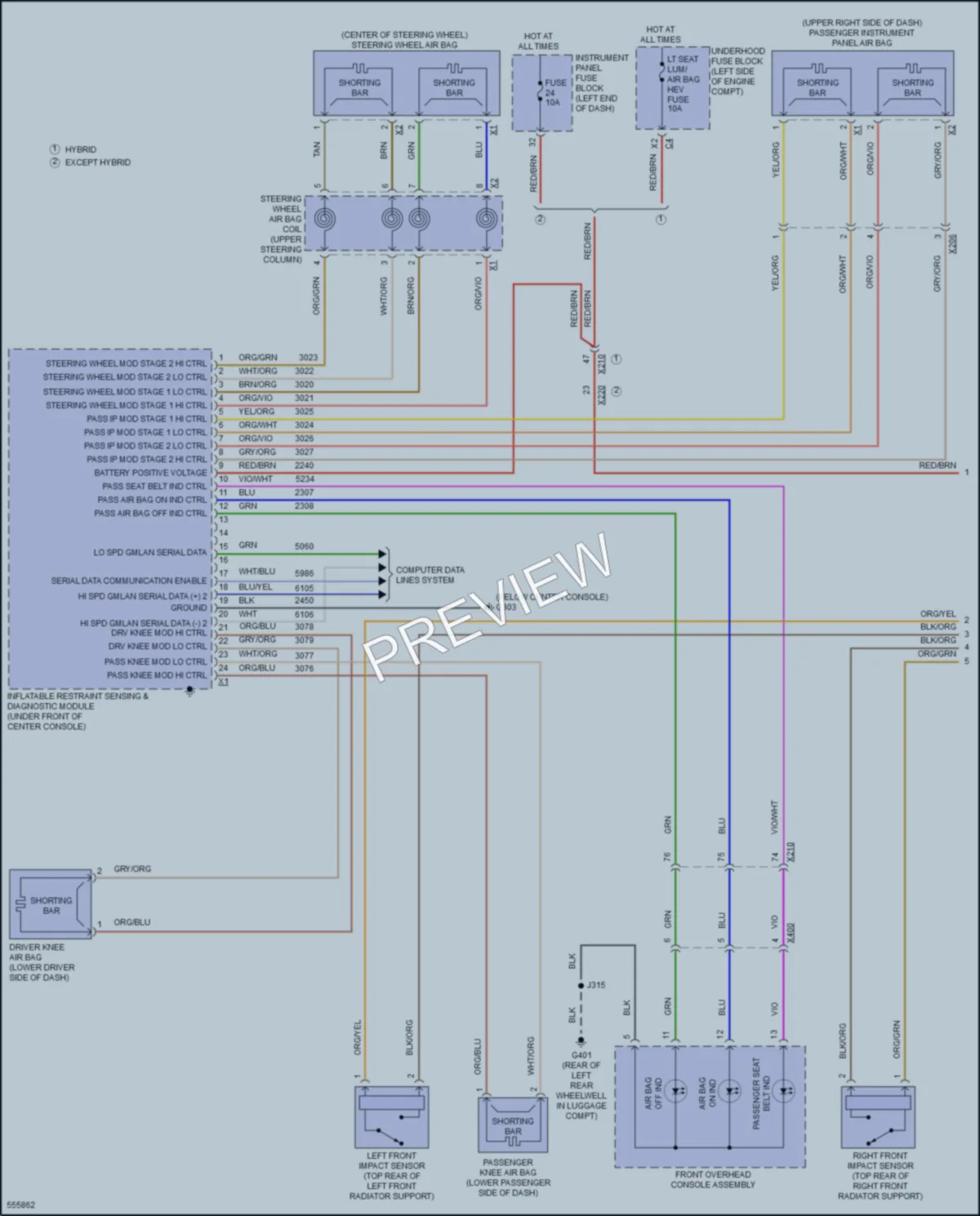 2017 Chevrolet MalibuHybrid Supplemental Restraints wiring diagram preview