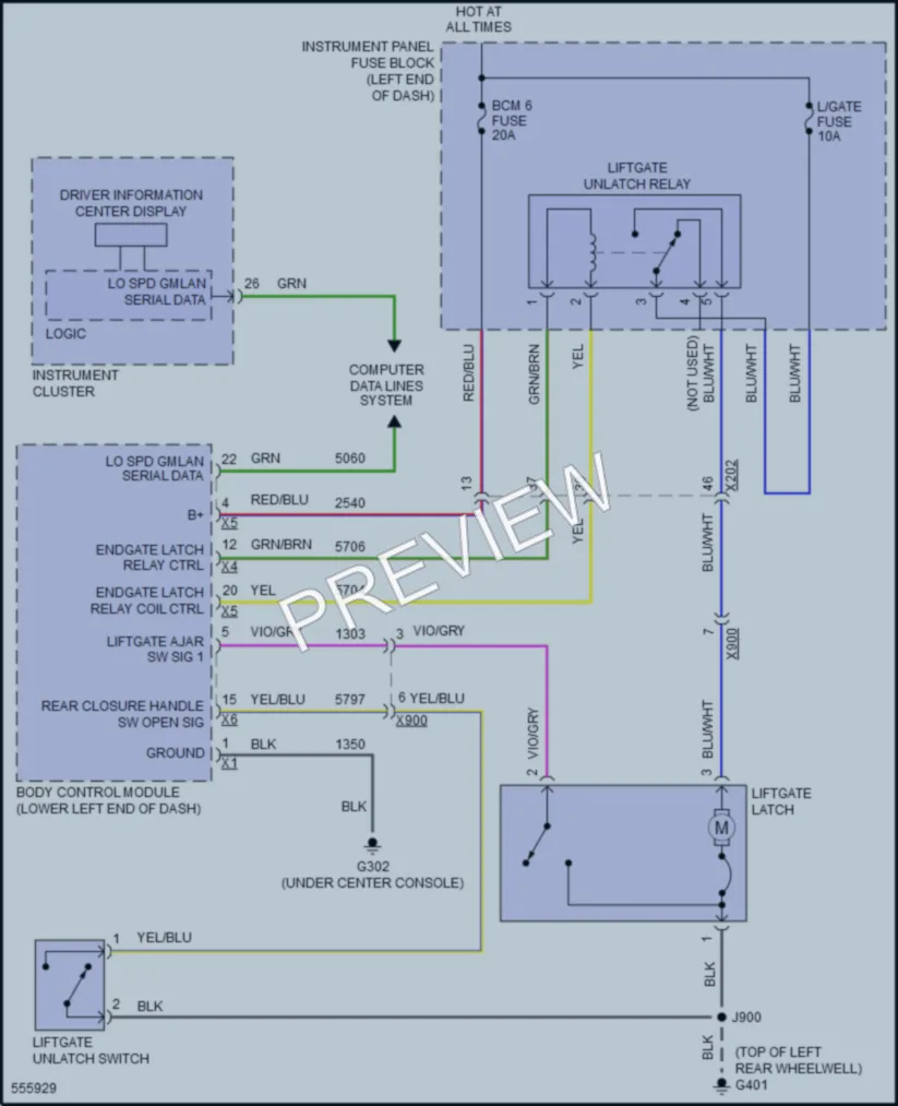 2017 Chevrolet Sonic Trunk Tailgate Fuel Door wiring diagram preview