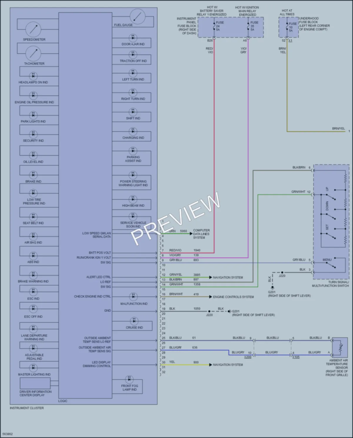 2017 Chevrolet Spark Instrument Cluster wiring diagram preview