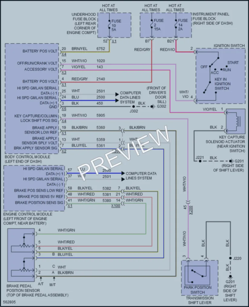 2017 Chevrolet Spark Shift Interlock wiring diagram preview