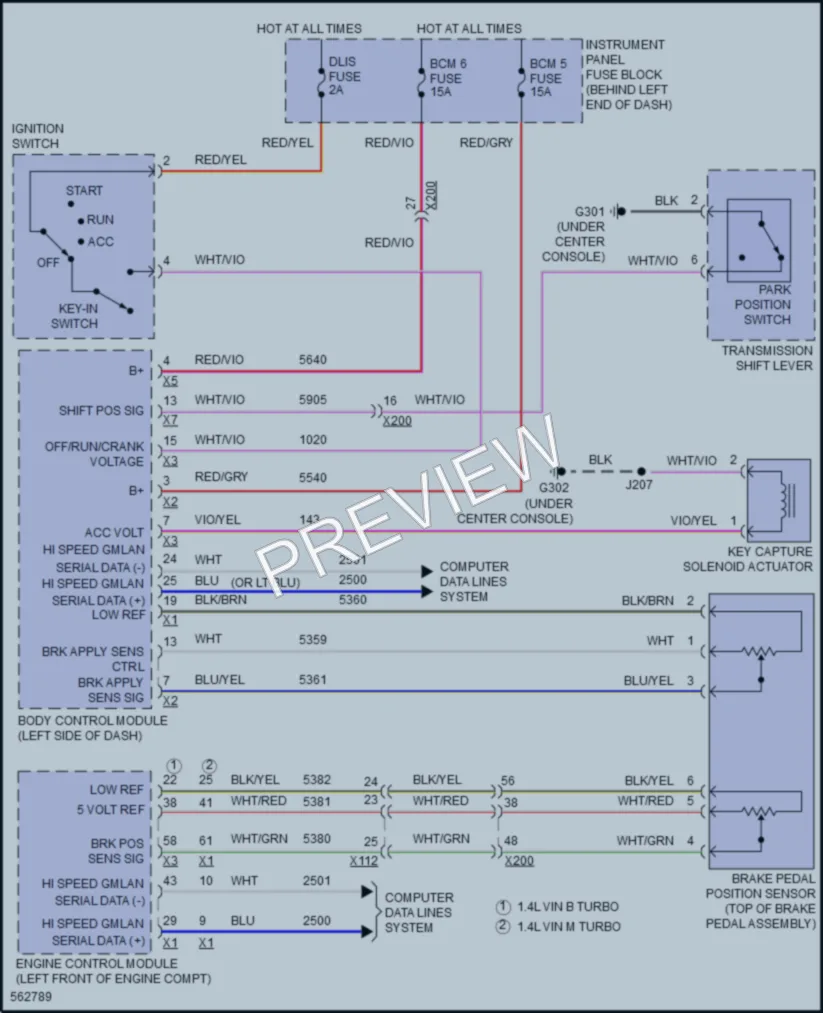 2017 Chevrolet Trax Shift Interlock wiring diagram preview