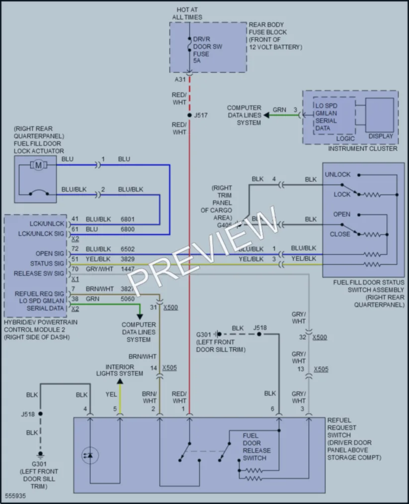 2017 Chevrolet Volt Trunk Tailgate Fuel Door wiring diagram preview