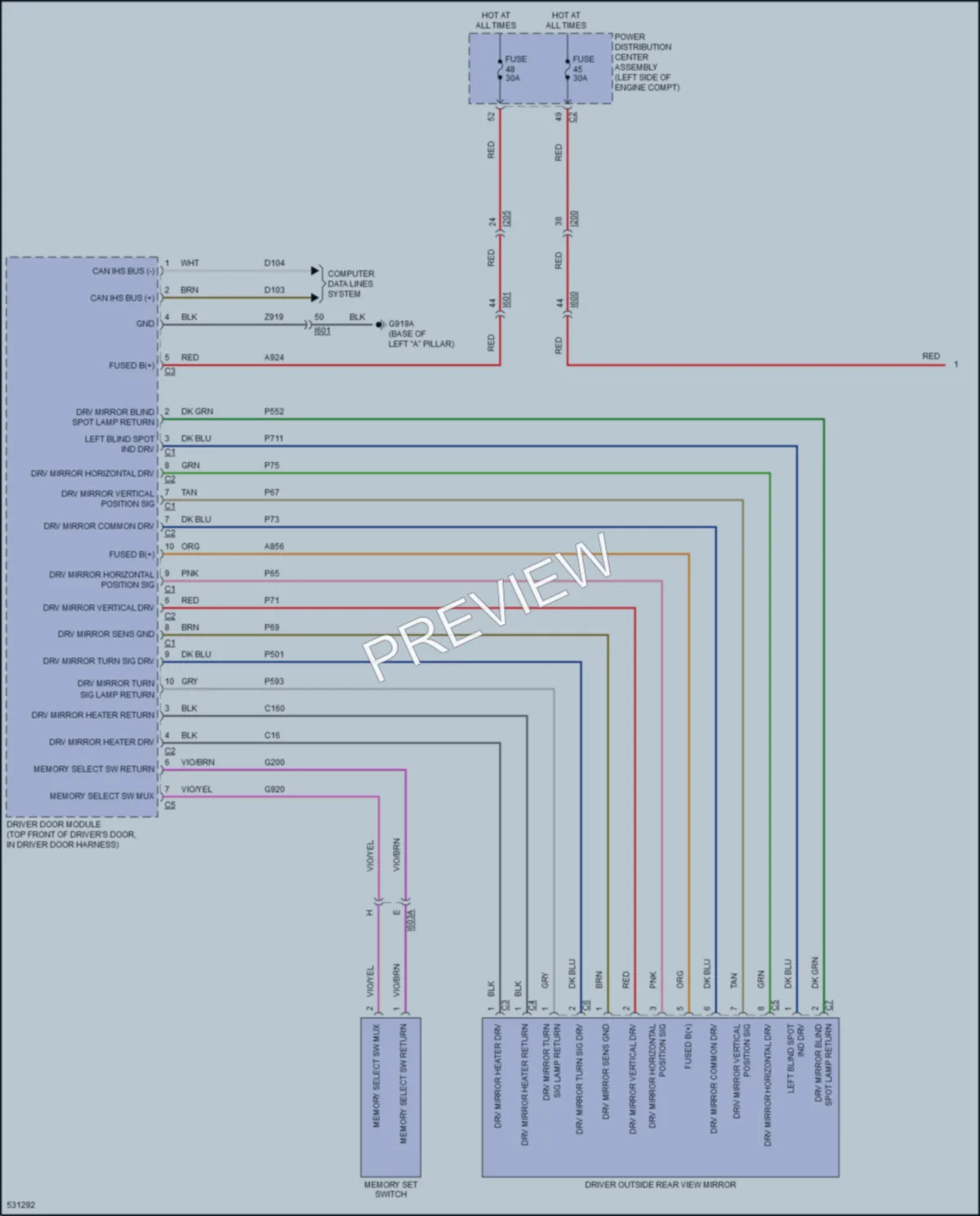 2017 Chrysler 200 Memory Systems wiring diagram preview