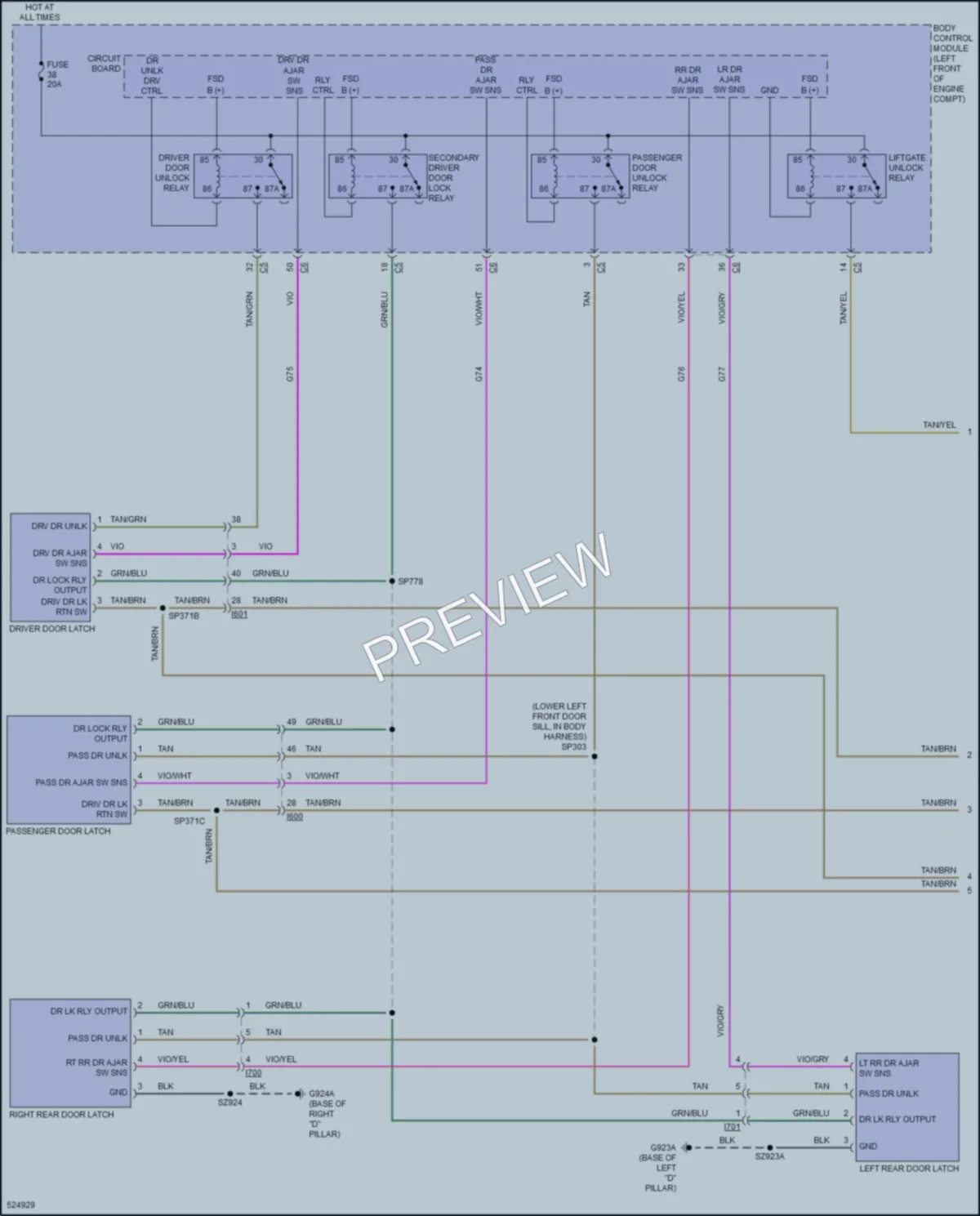 2017 Chrysler 200 Power Door Locks wiring diagram preview