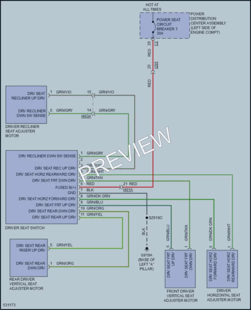 2017 Chrysler 200 Power Seats wiring diagram preview