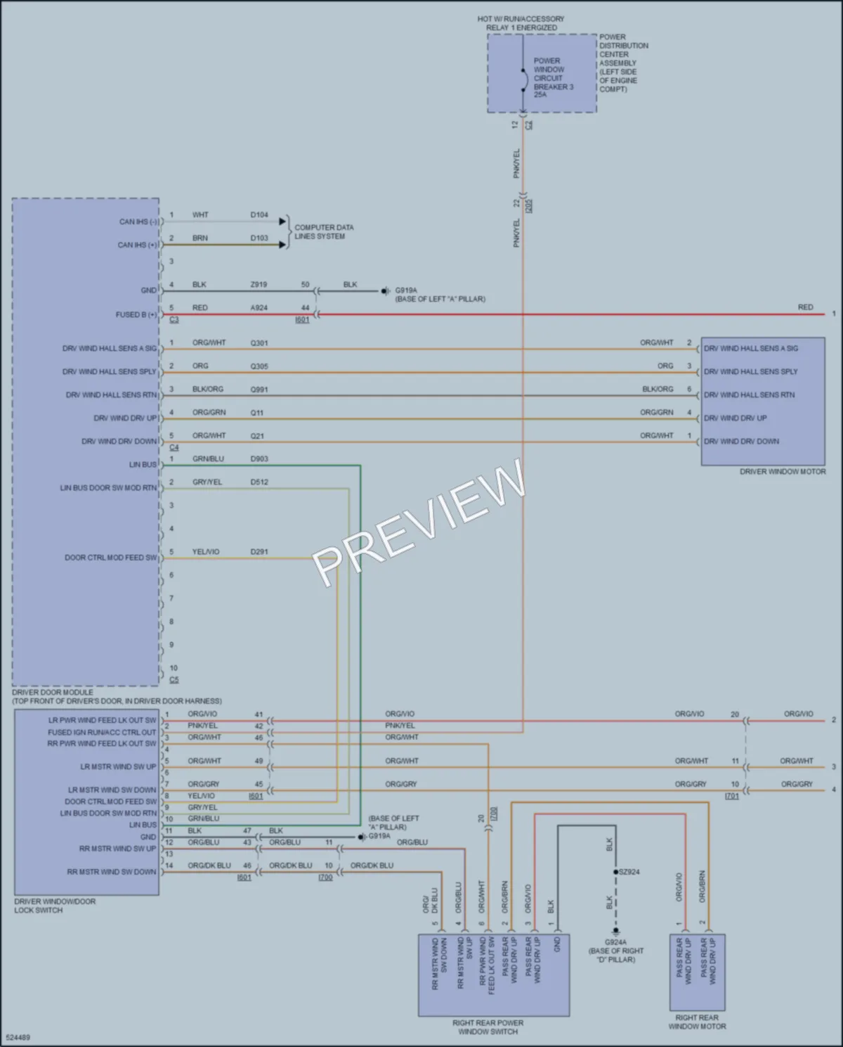 2017 Chrysler 200 Power Windows wiring diagram preview