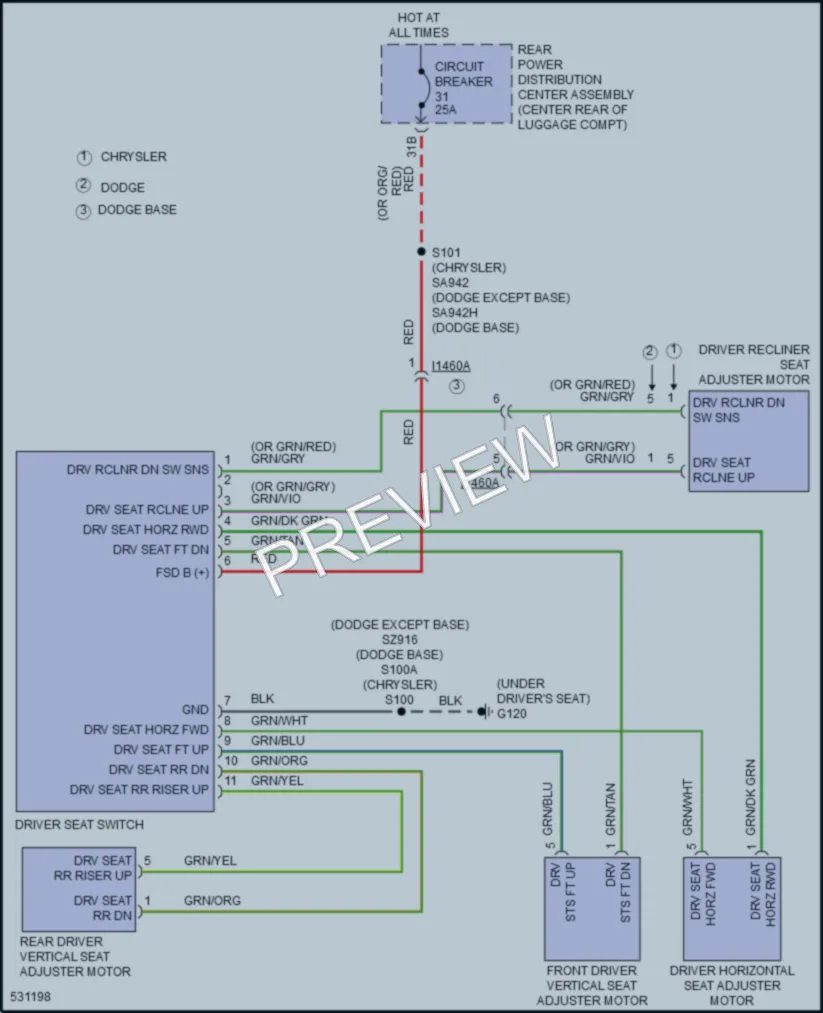 2017 Chrysler 300 Power Seats wiring diagram preview