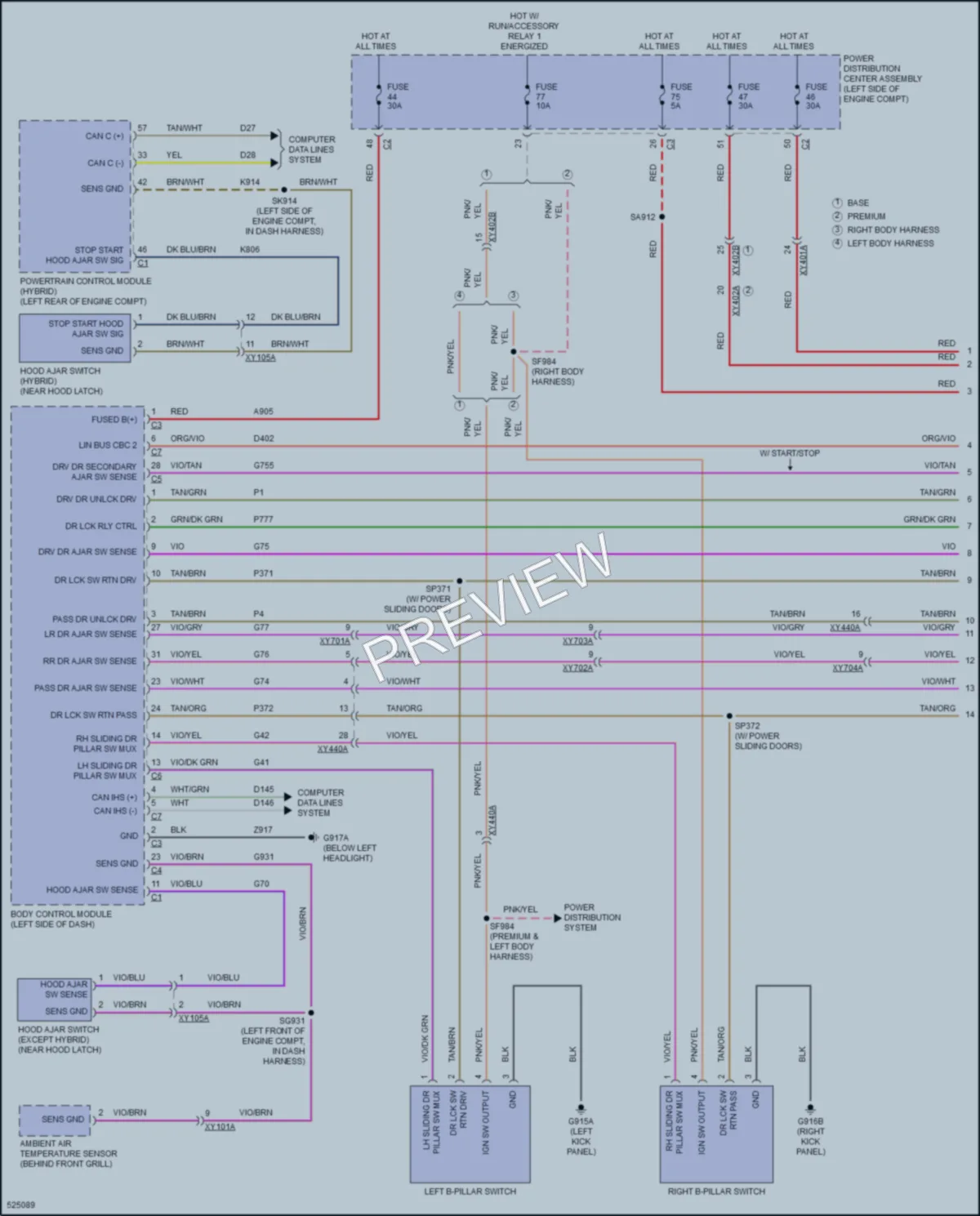 2017 Chrysler PacificaHybrid Power Door Locks wiring diagram preview