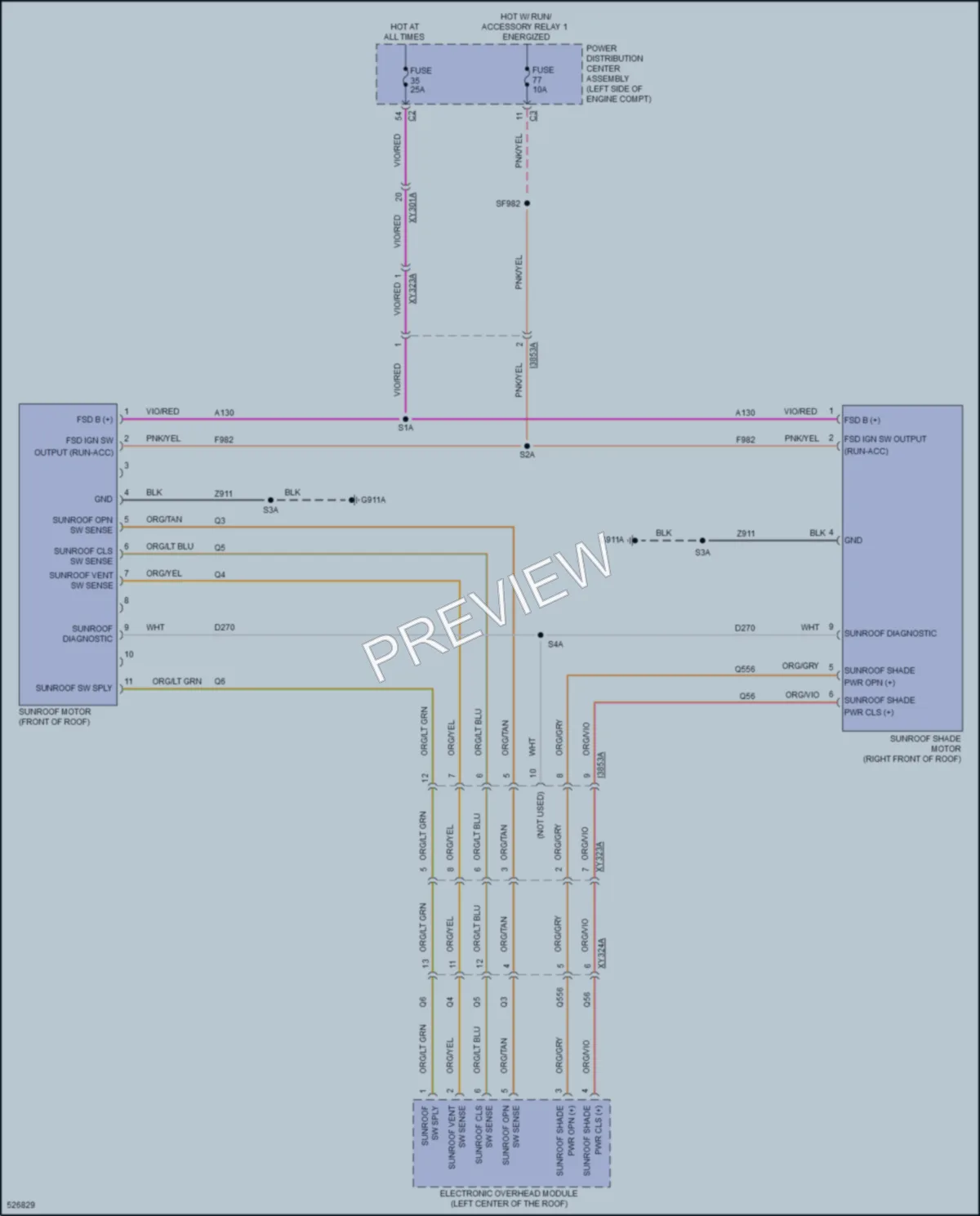 2017 Chrysler PacificaHybrid Power Top Sunroof wiring diagram preview