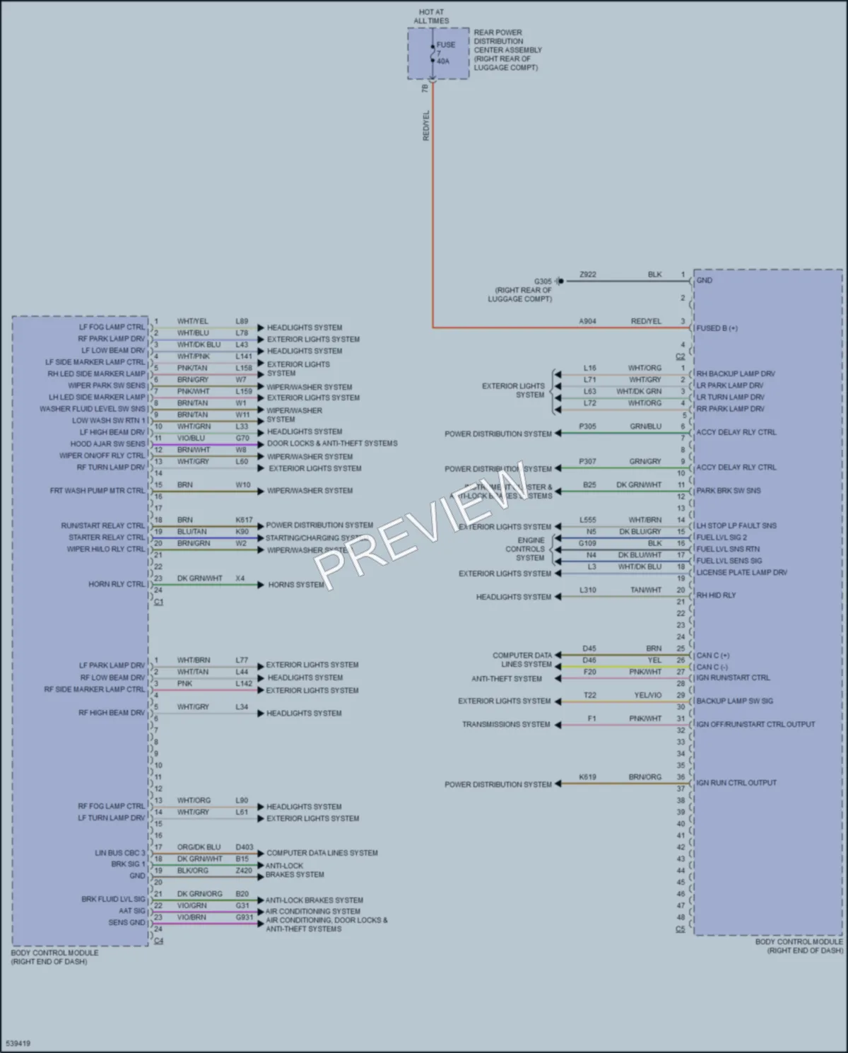 2017 Dodge Challenger Body Control Modules wiring diagram preview