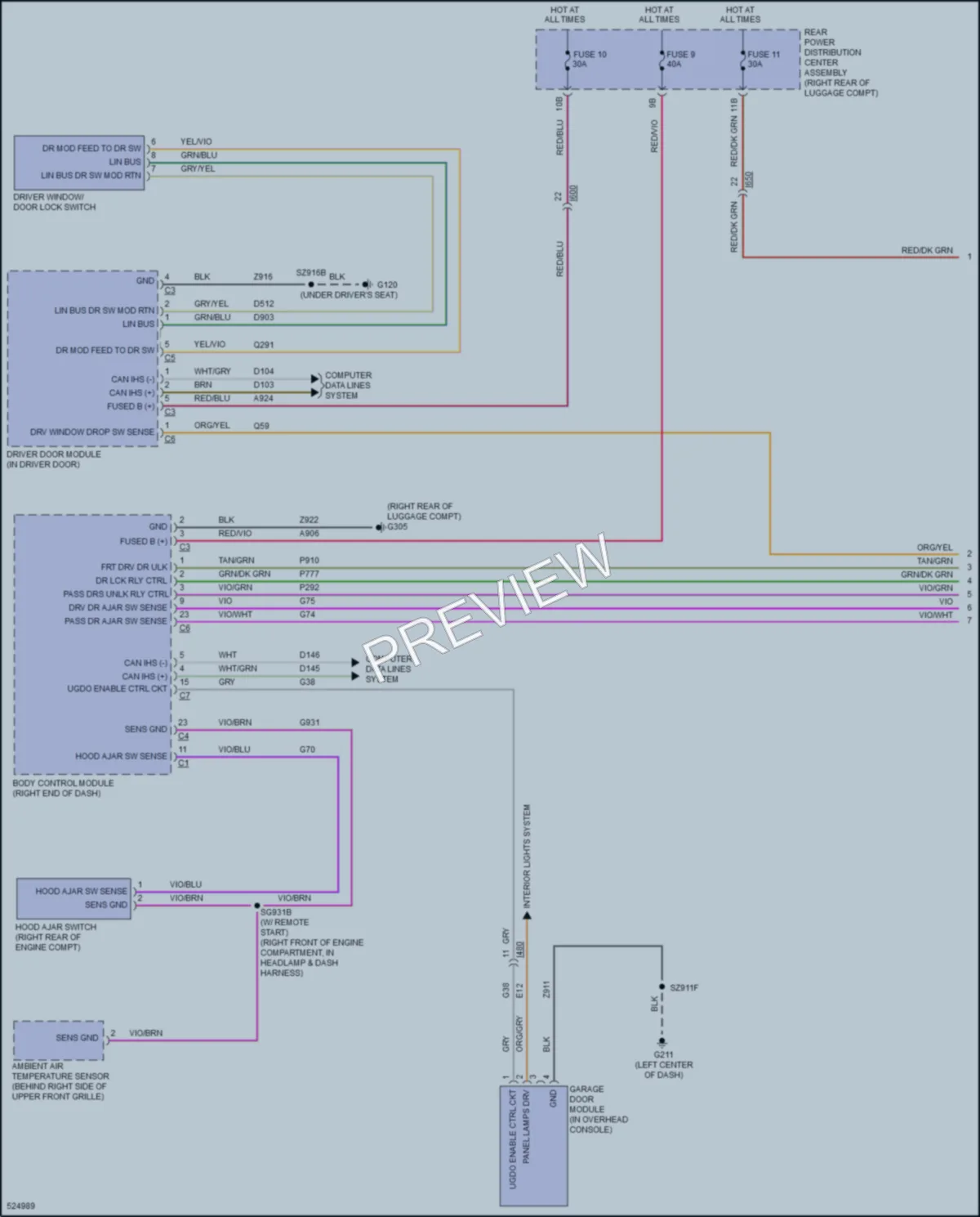 2017 Dodge Challenger Power Door Locks wiring diagram preview