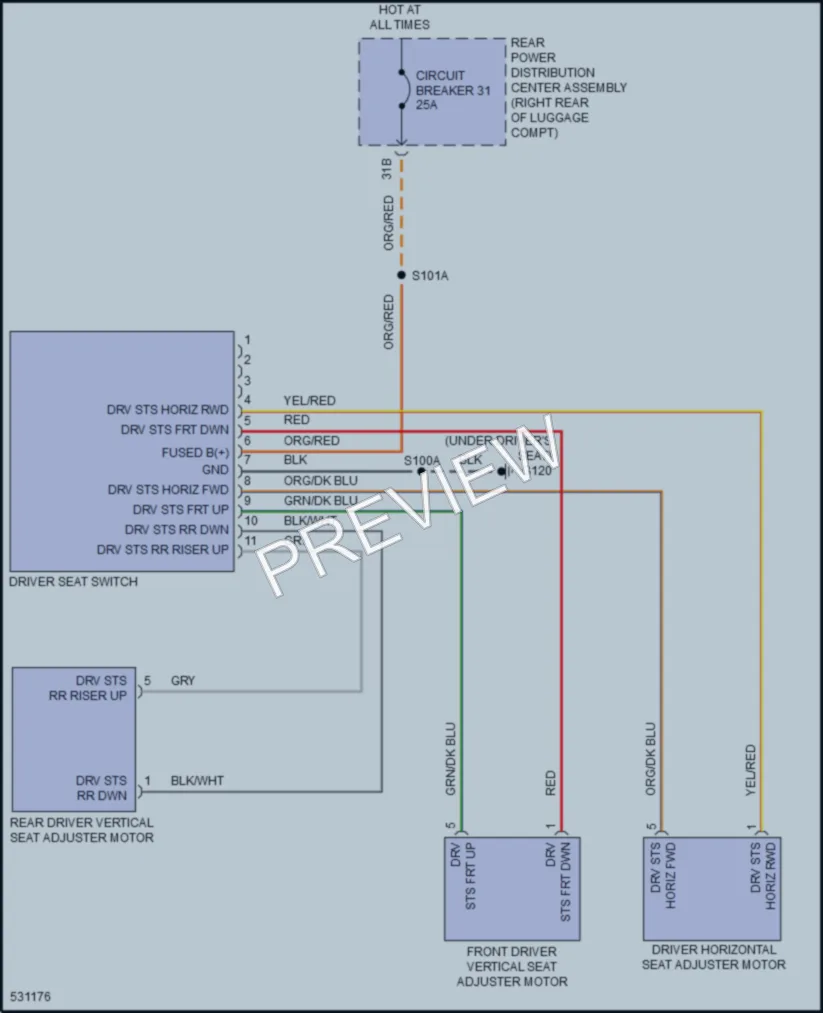 2017 Dodge Challenger Power Seats wiring diagram preview