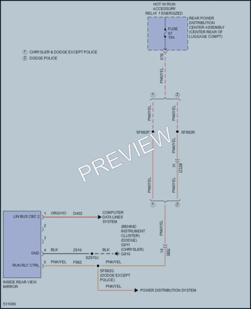 2017 Dodge Charger Power Mirrors wiring diagram preview