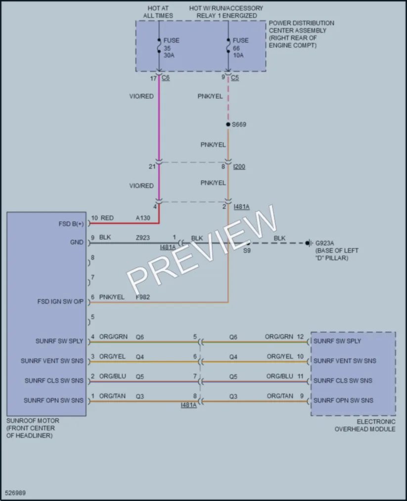 2017 Dodge Durango Power Top Sunroof wiring diagram preview