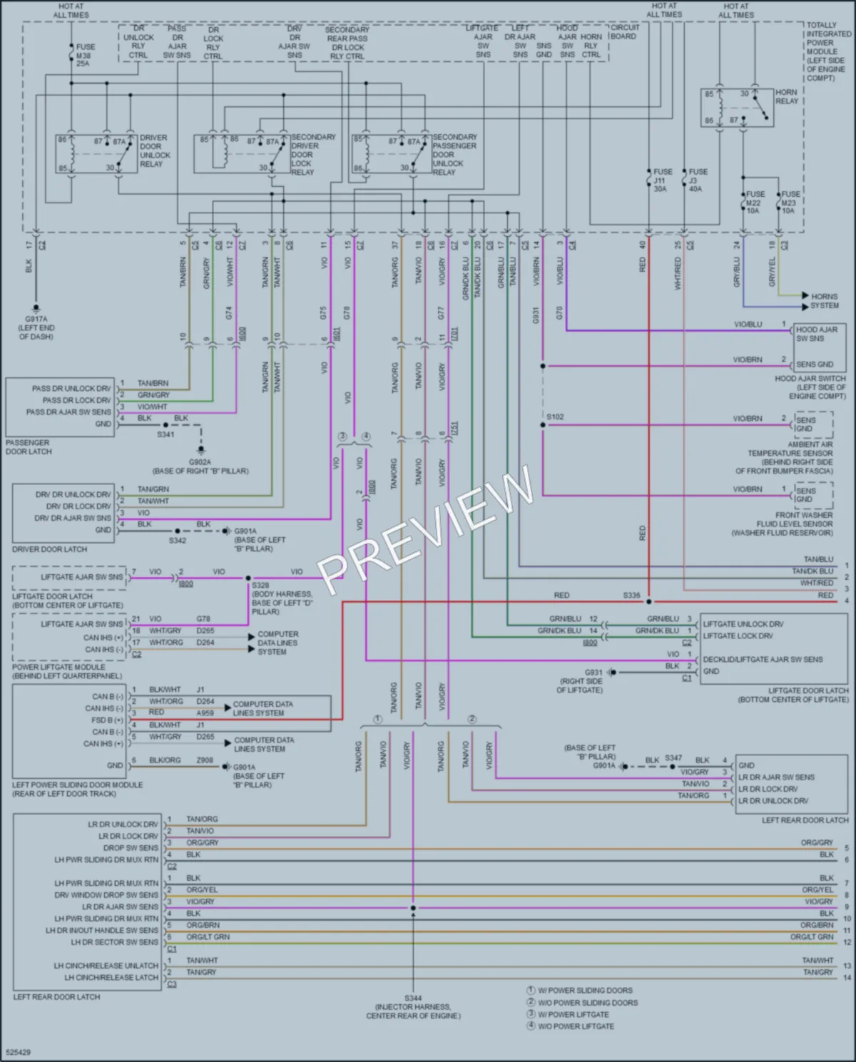 2017 Dodge GrandCaravan Power Door Locks wiring diagram preview