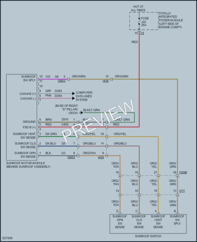 2017 Dodge GrandCaravan Power Top Sunroof wiring diagram preview