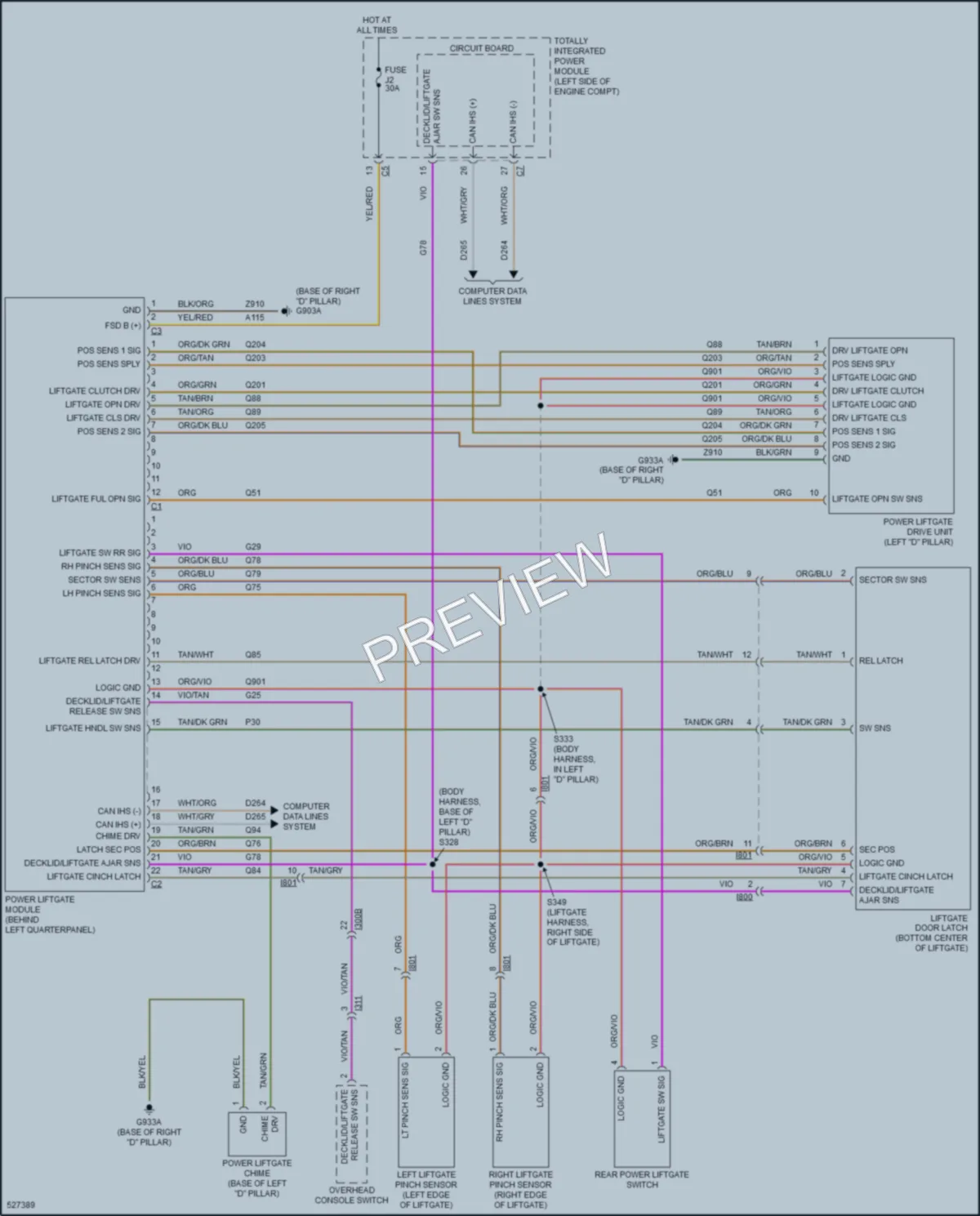 2017 Dodge GrandCaravan Trunk Tailgate Fuel Door wiring diagram preview