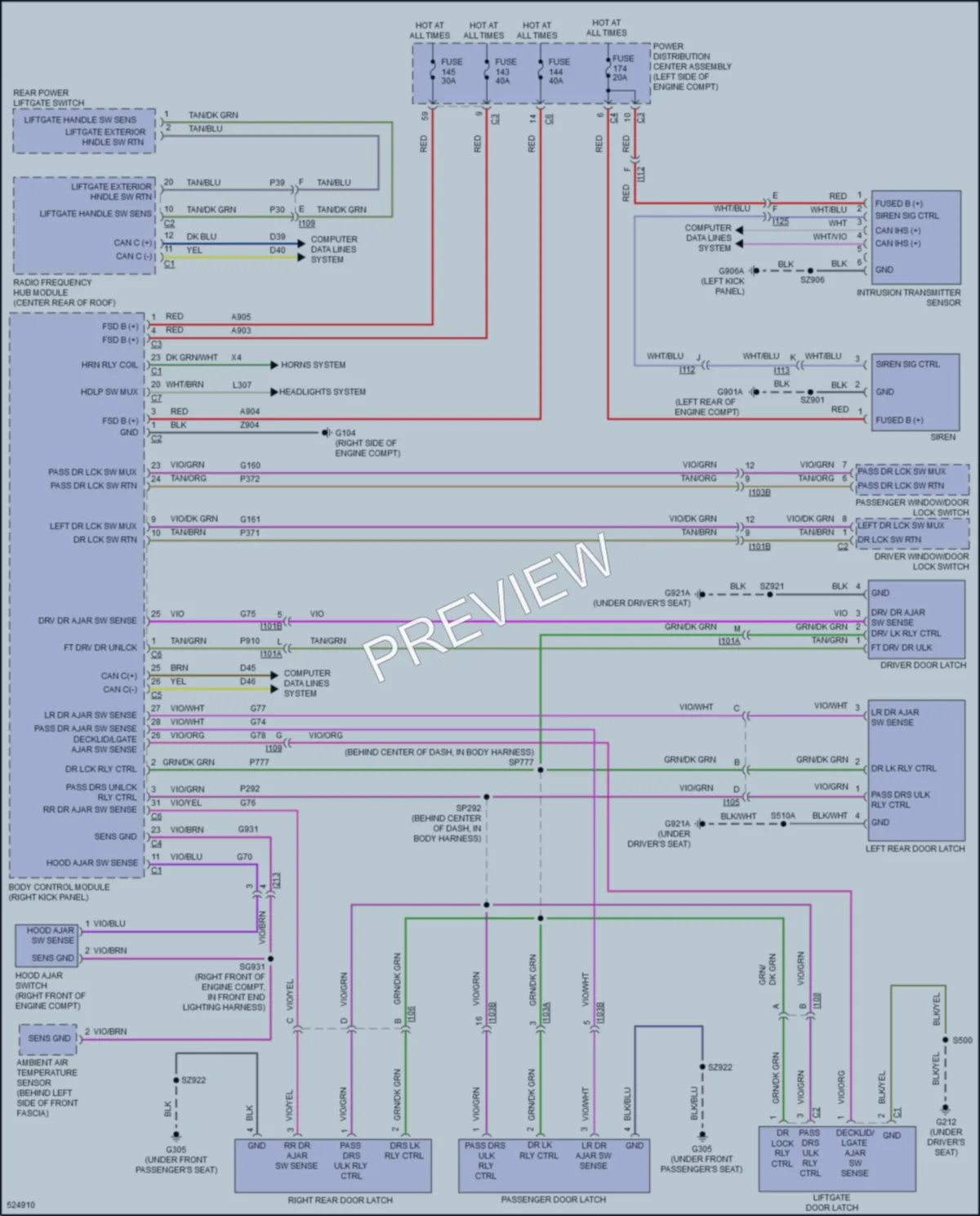 2017 Dodge Journey Power Door Locks wiring diagram preview