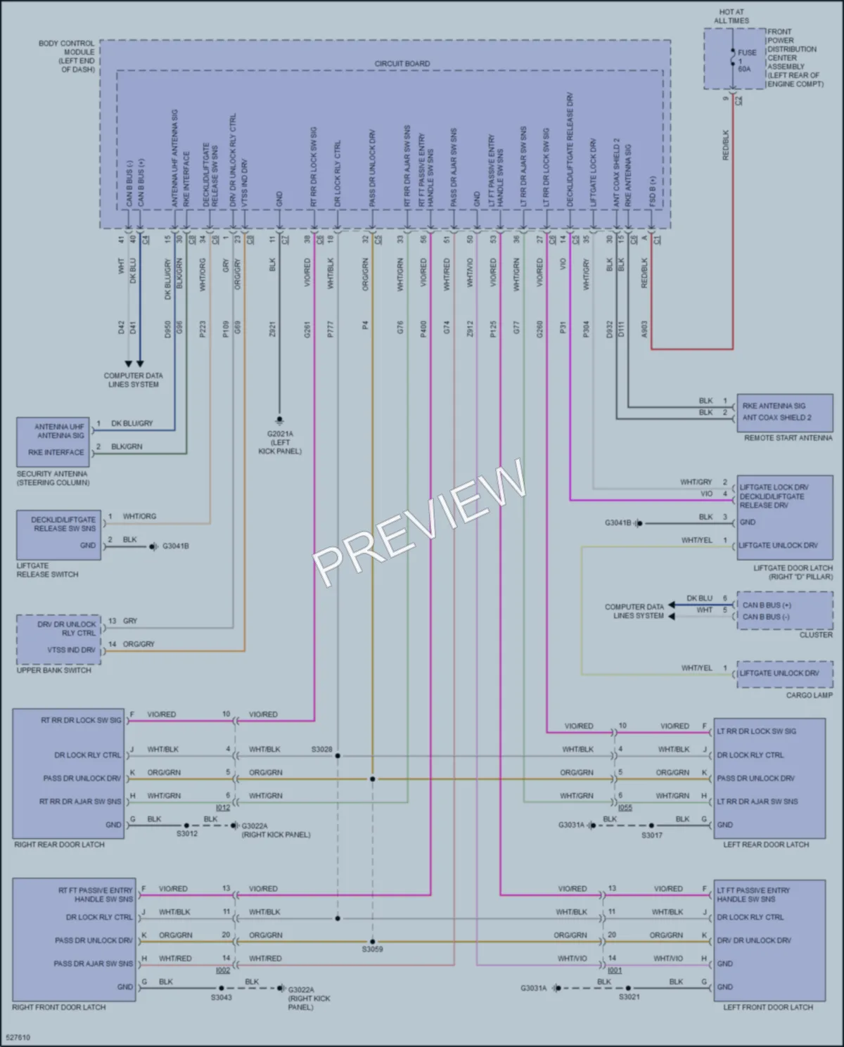 2017 Fiat 500L Power Door Locks wiring diagram preview