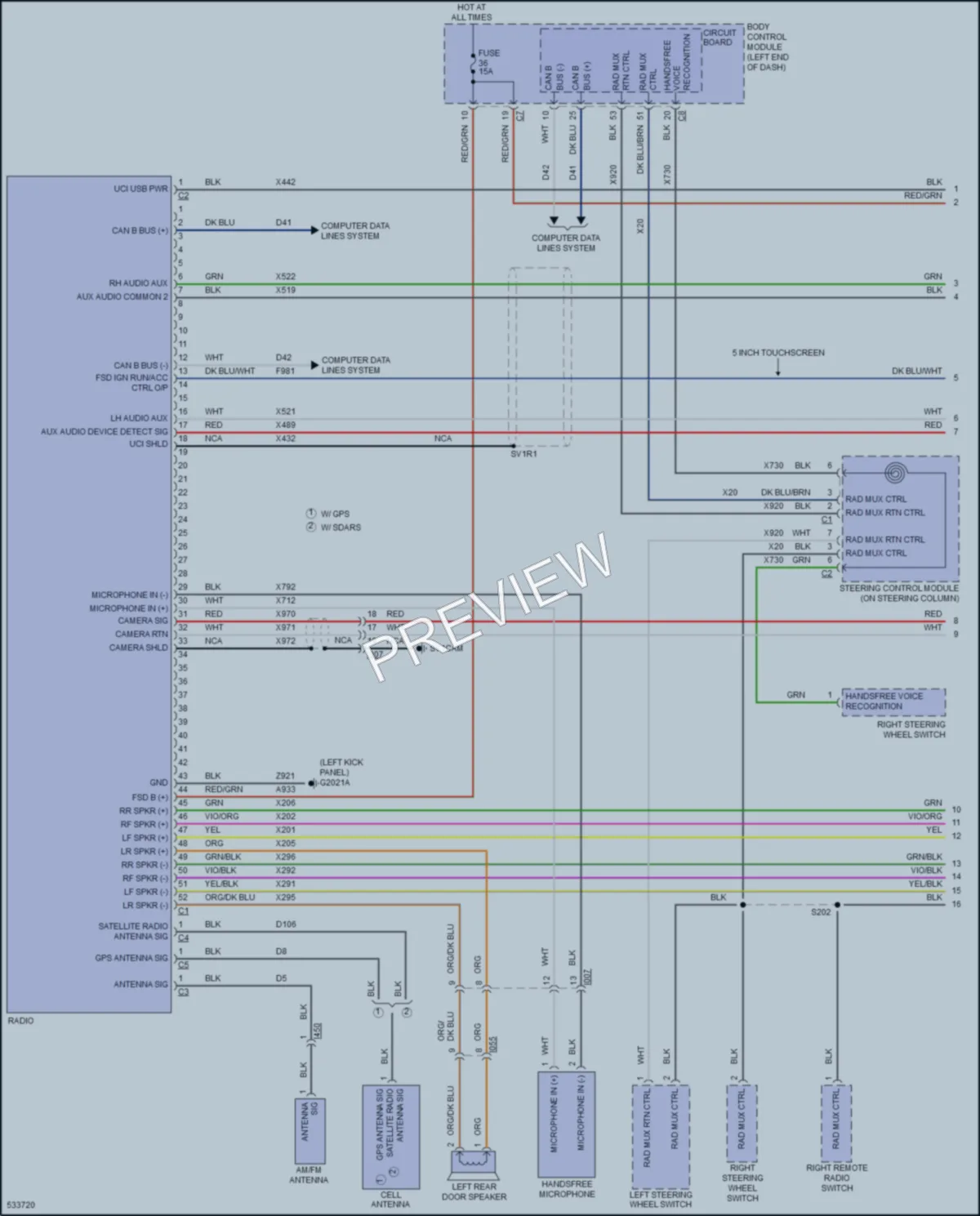 2017 Fiat 500L Radio wiring diagram preview