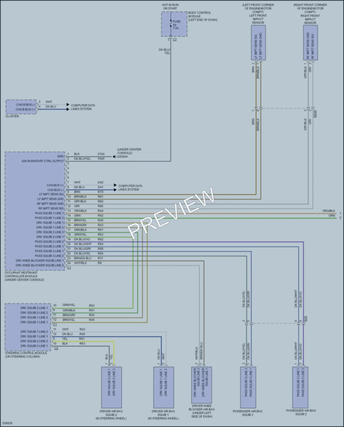 2017 Fiat 500L Supplemental Restraints wiring diagram preview