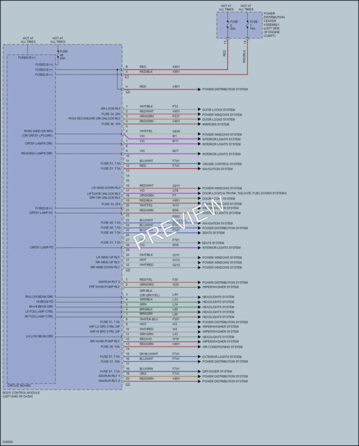 2017 Fiat 500X Body Control Modules wiring diagram preview