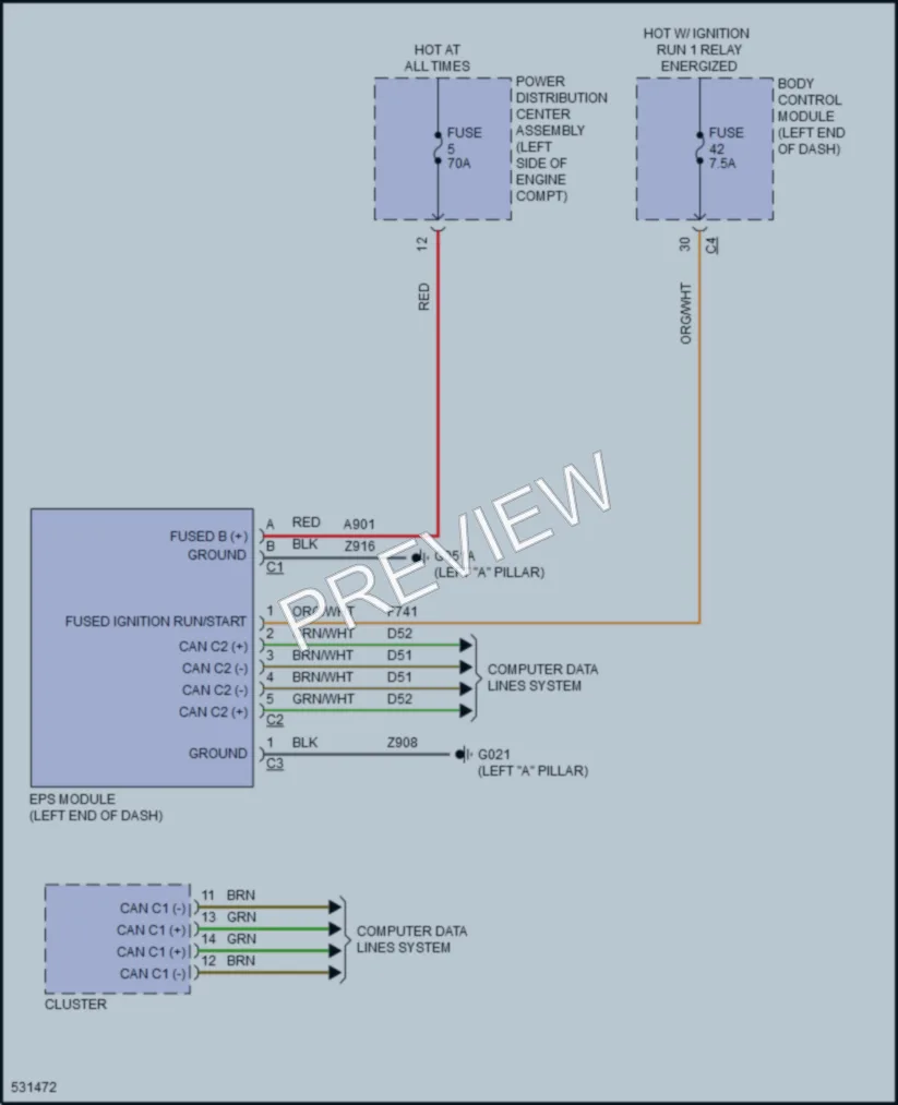 2017 Fiat 500X Electronic Power Steering wiring diagram preview