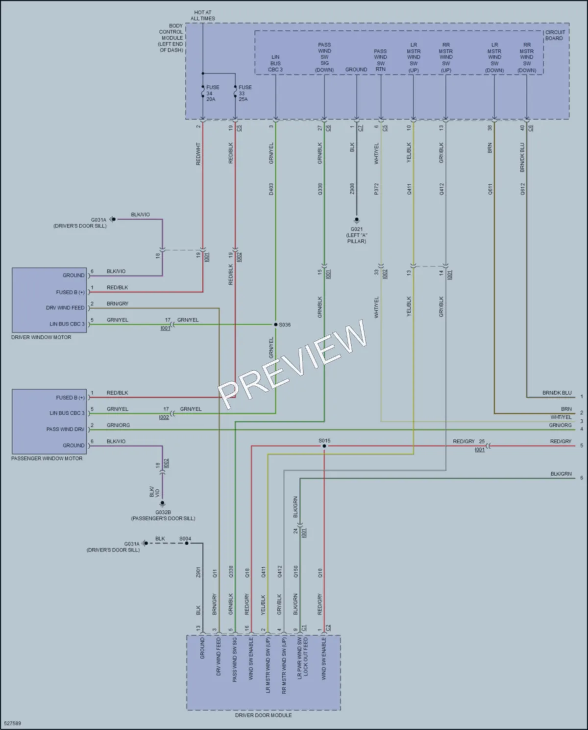 2017 Fiat 500X Power Windows wiring diagram preview
