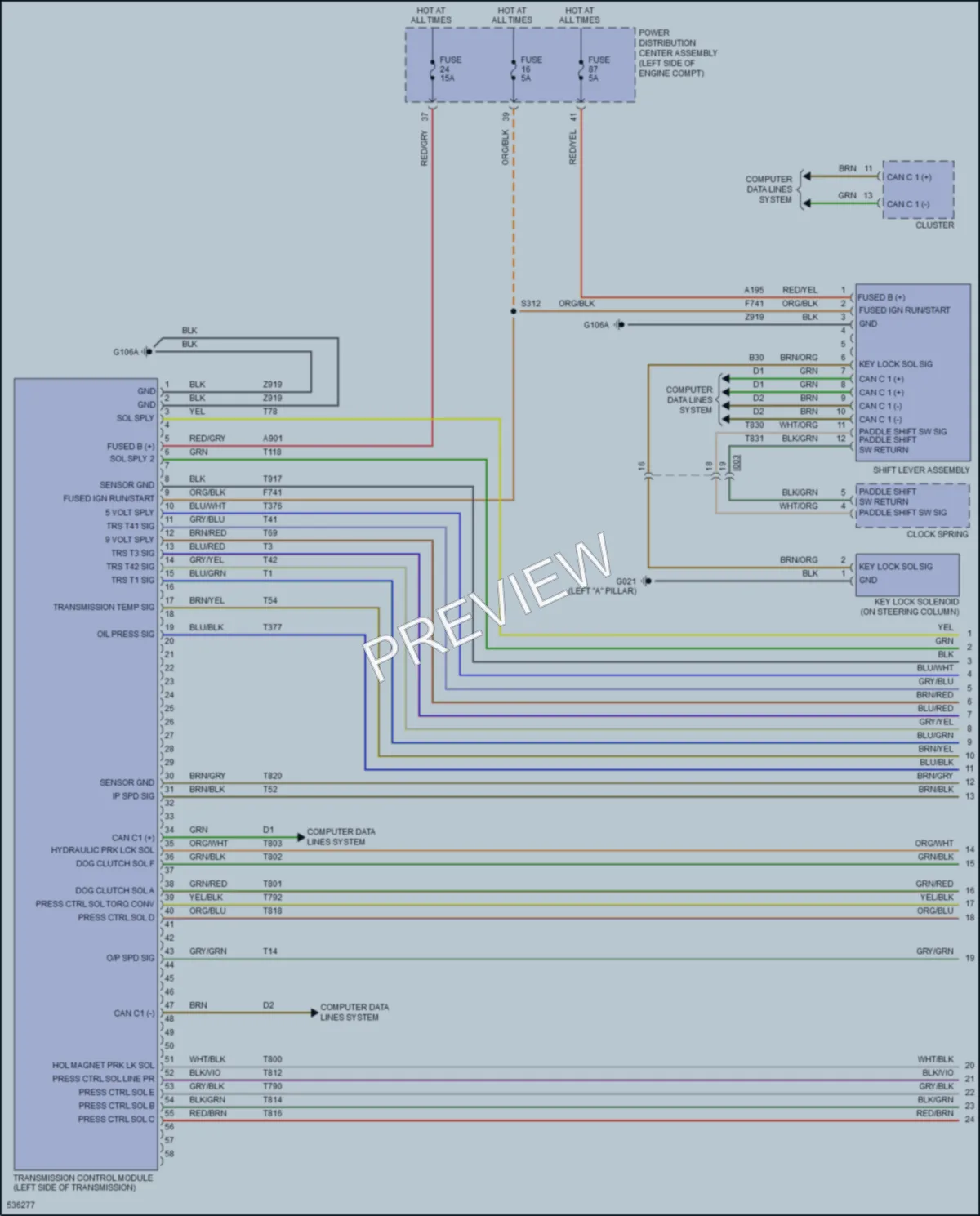 2017 Fiat 500X Transmission wiring diagram preview