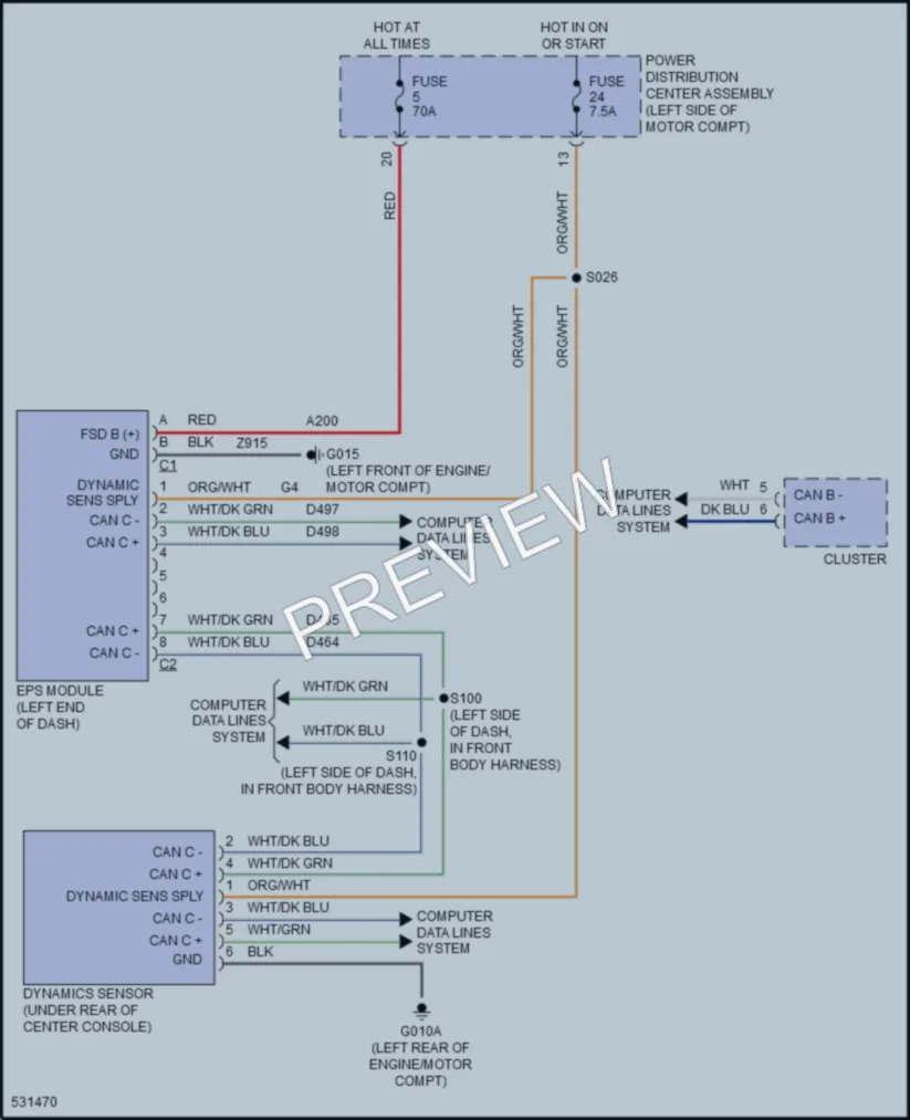 2017 Fiat 500e Electronic Power Steering wiring diagram preview