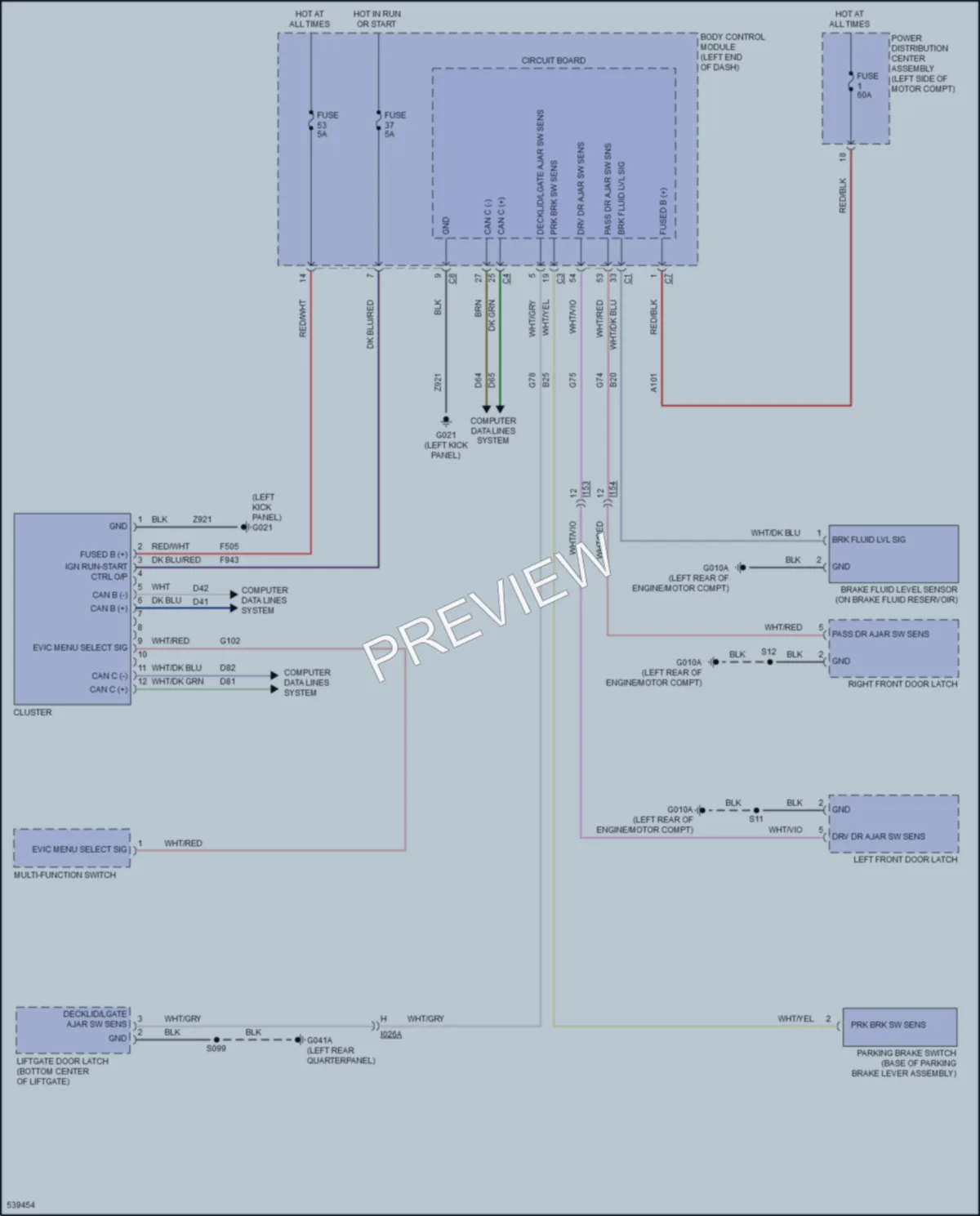 2017 Fiat 500e Instrument Cluster wiring diagram preview