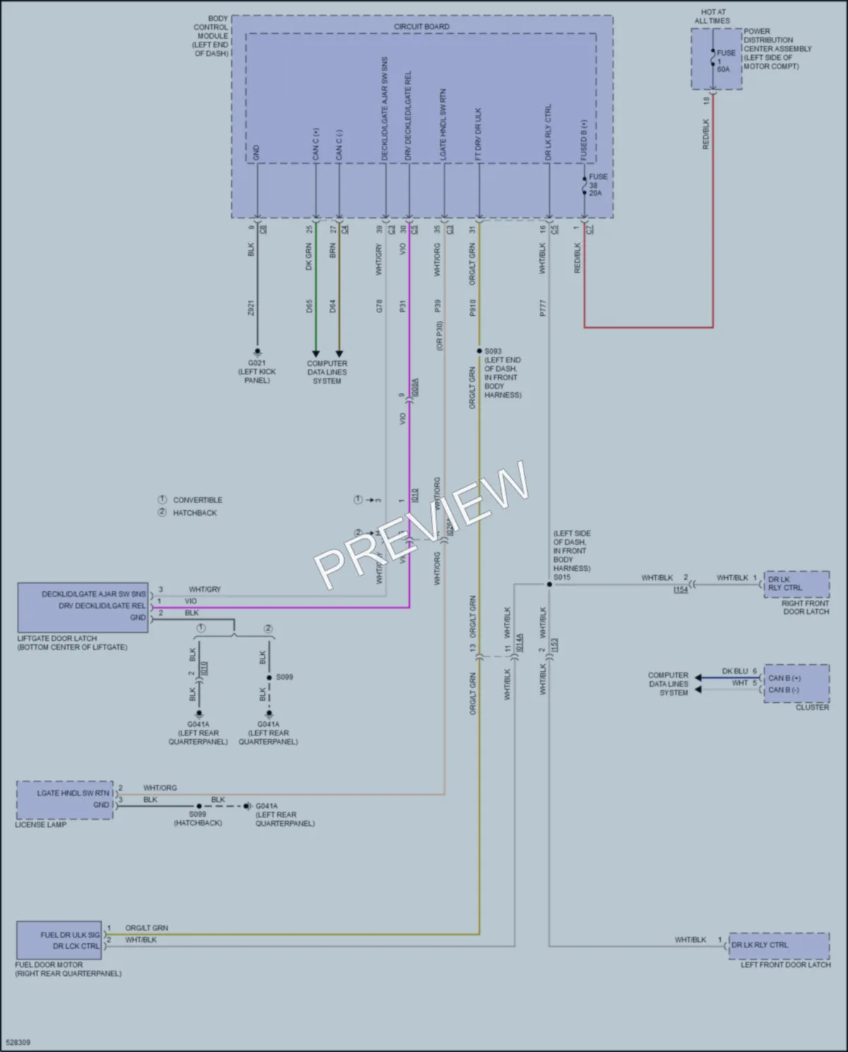 2017 Fiat 500e Trunk Tailgate Fuel Door wiring diagram preview