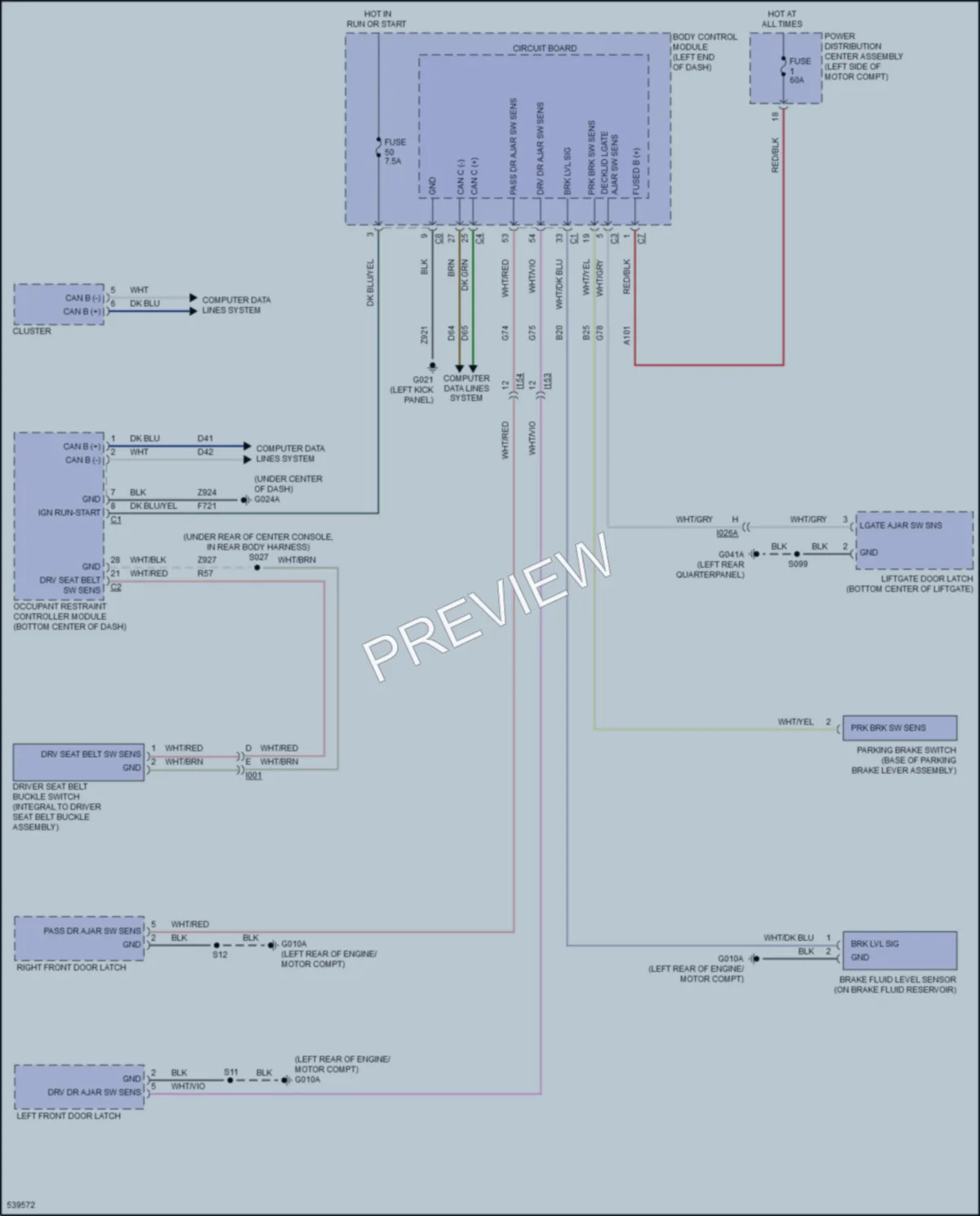 2017 Fiat 500e Warning Systems wiring diagram preview