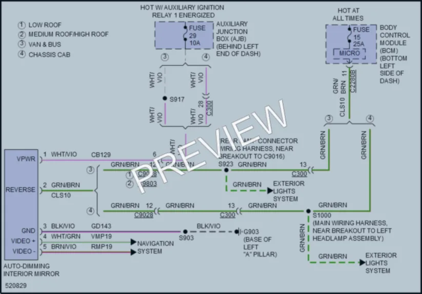 2017 Ford 150Transit Power Mirrors wiring diagram preview