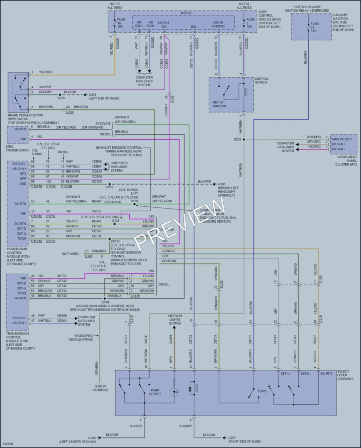 2017 Ford 150Transit Shift Interlock wiring diagram preview