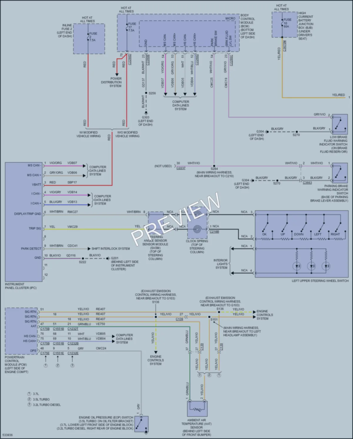 2017 Ford 250Transit Instrument Cluster wiring diagram preview