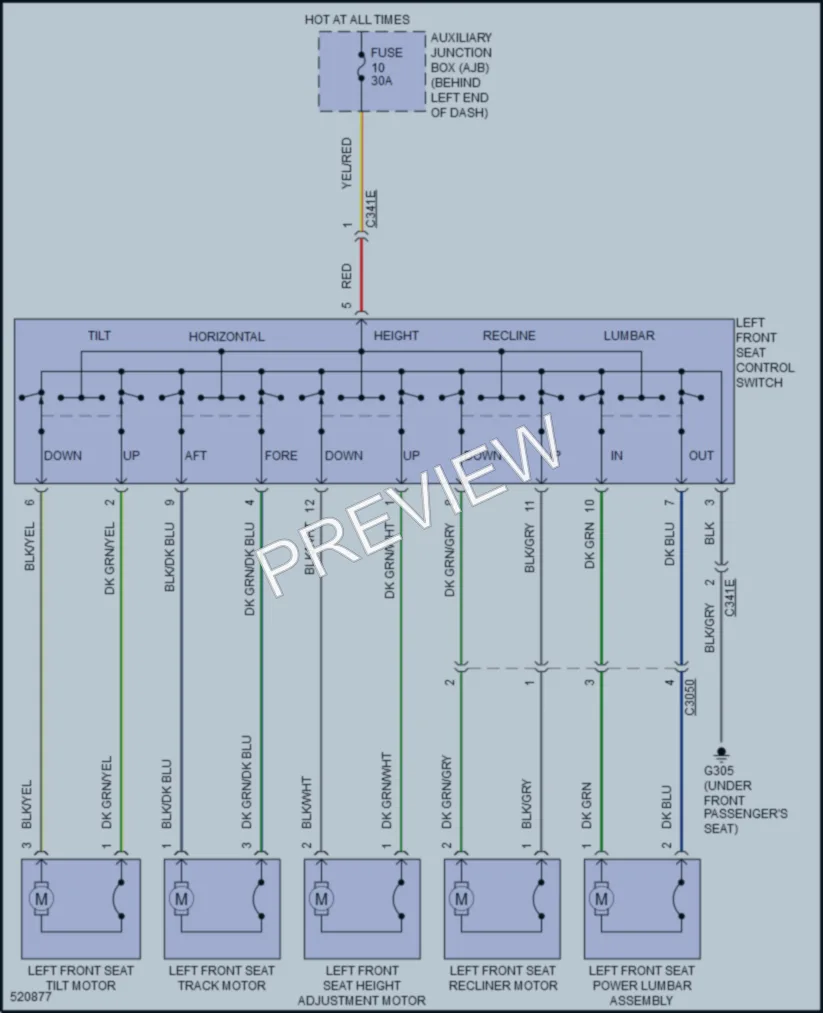 2017 Ford 250Transit Power Seats wiring diagram preview