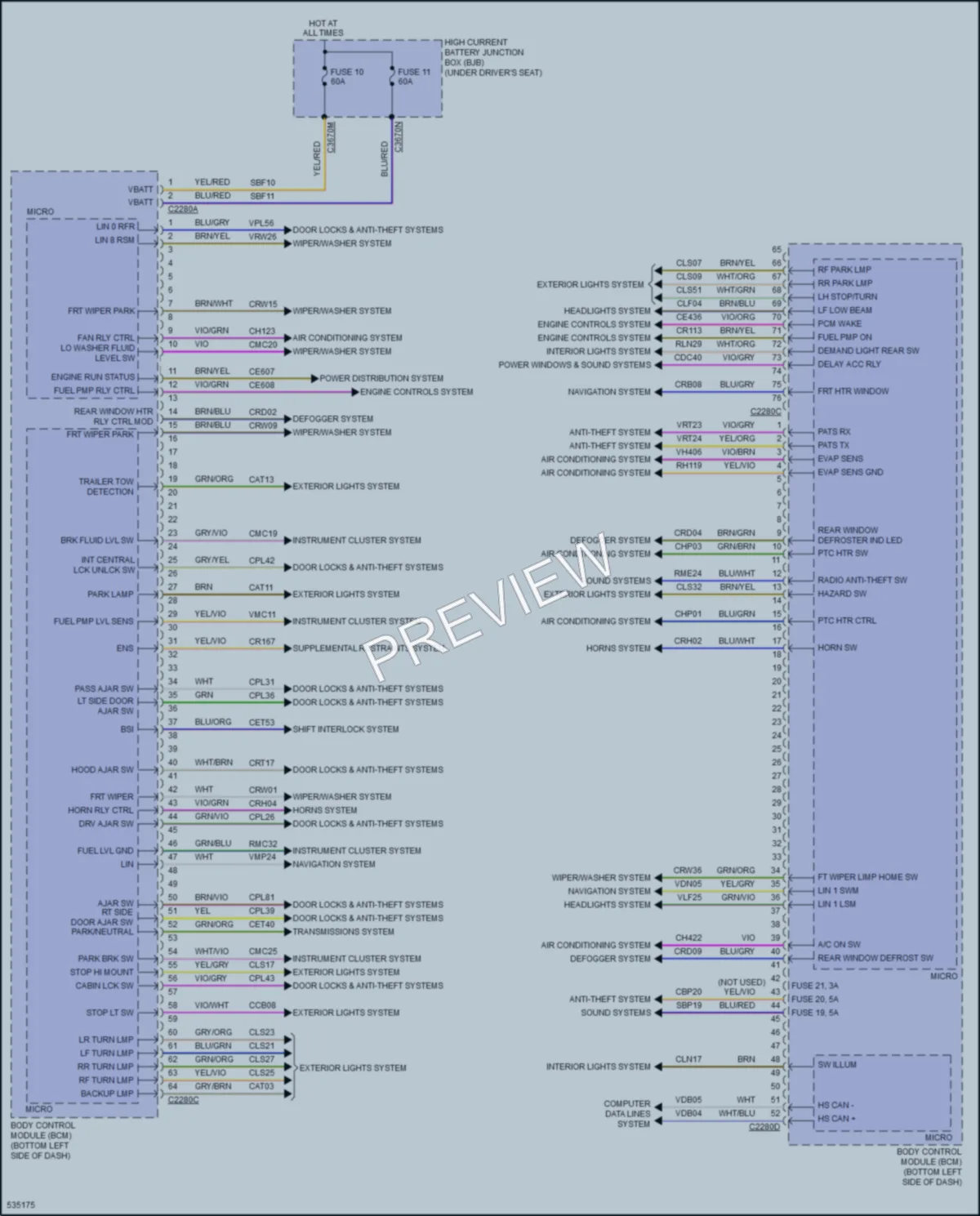 2017 Ford 350HDTransit Body Control Modules wiring diagram preview