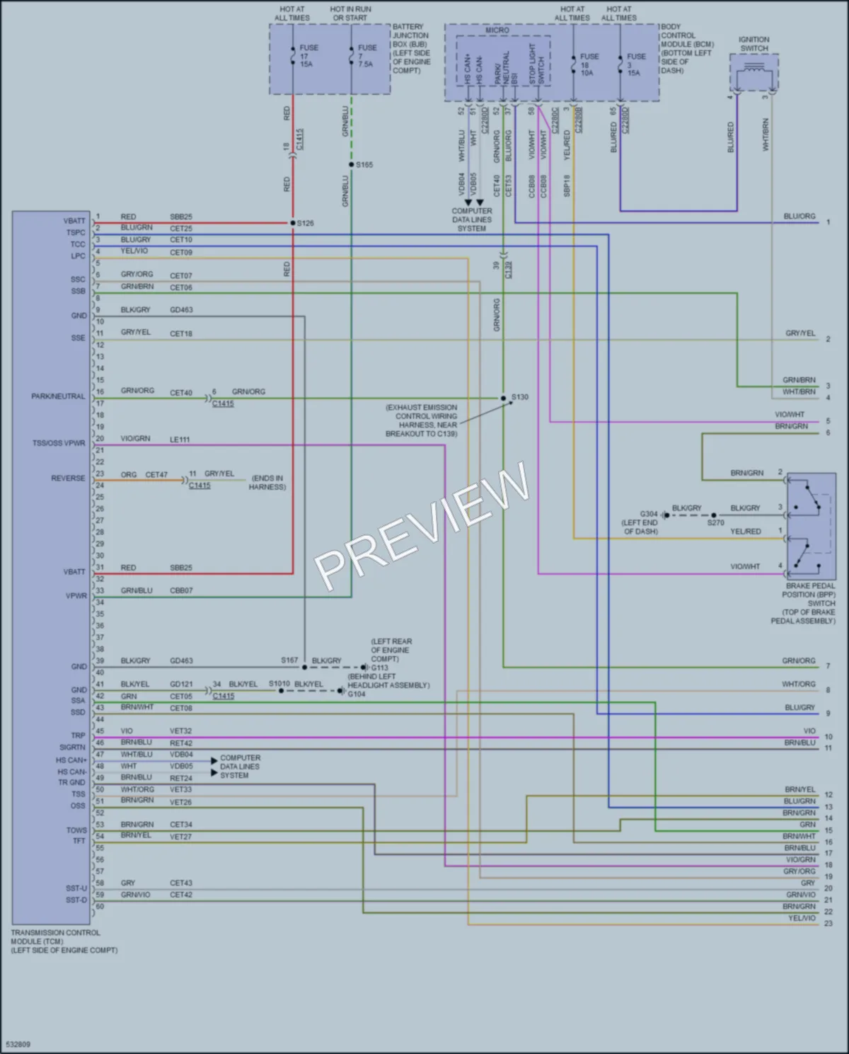 2017 Ford 350HDTransit Transmission wiring diagram preview
