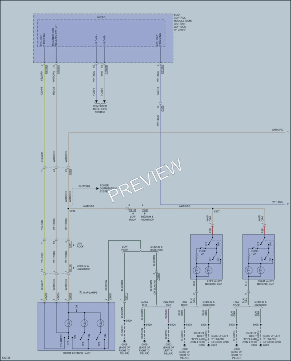 2017 Ford 350Transit Interior Lights wiring diagram preview