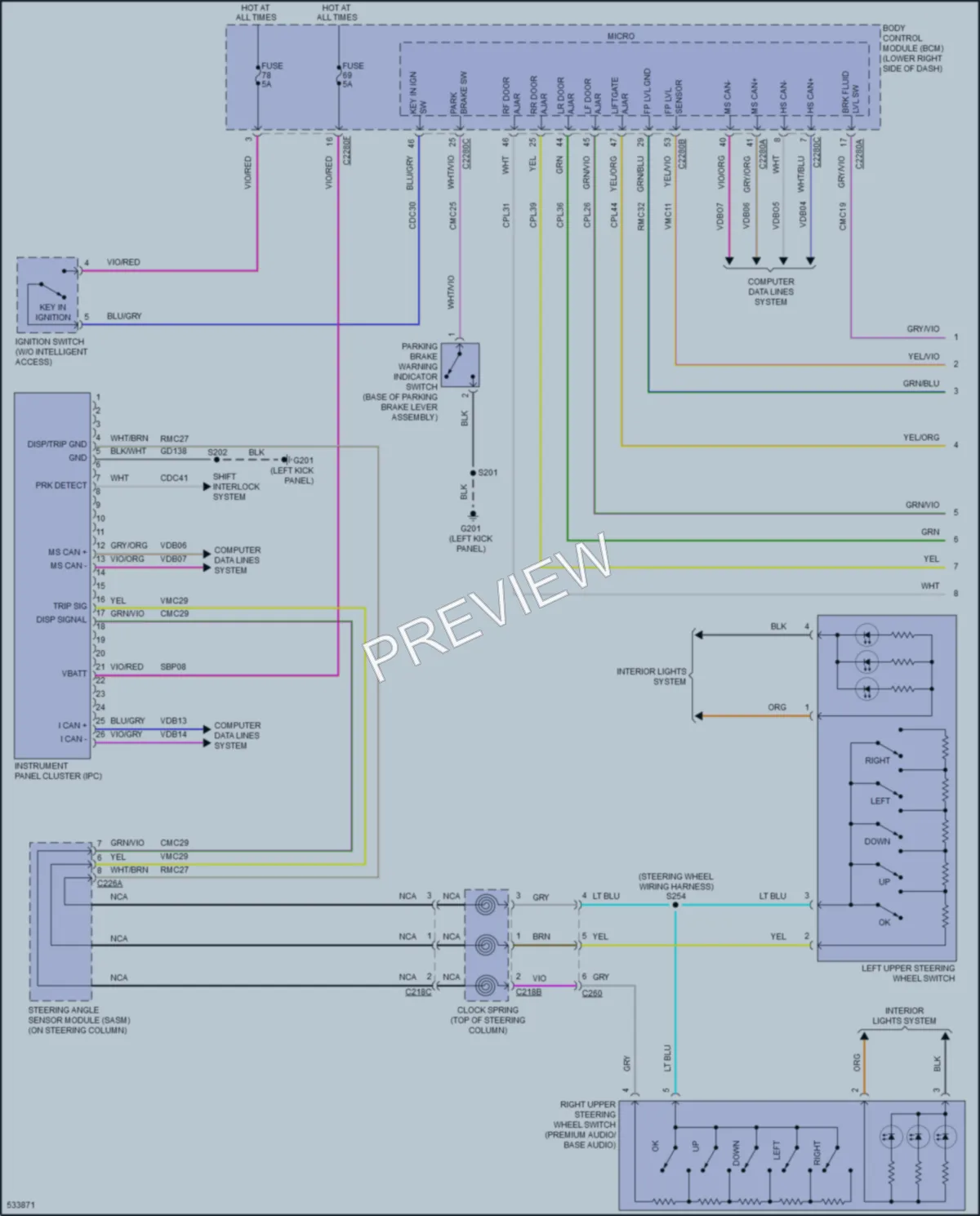 2017 Ford CMaxEnergi Instrument Cluster wiring diagram preview