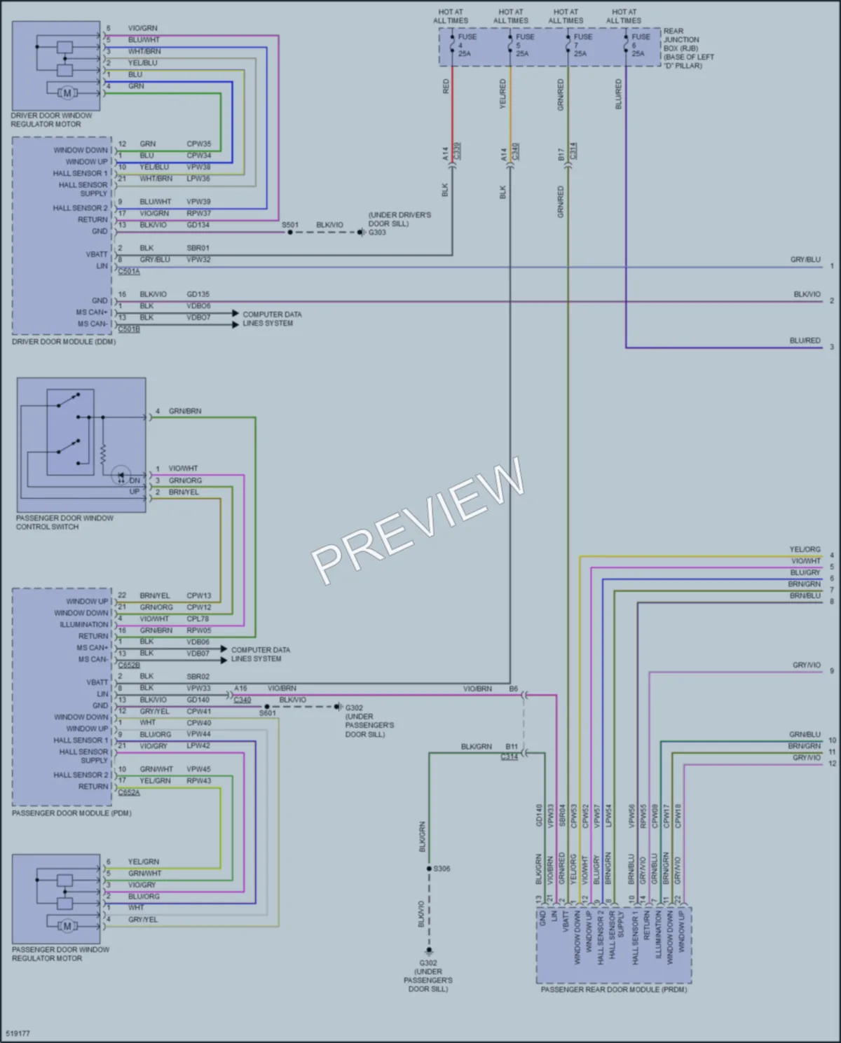 2017 Ford CMaxHybrid Power Windows wiring diagram preview