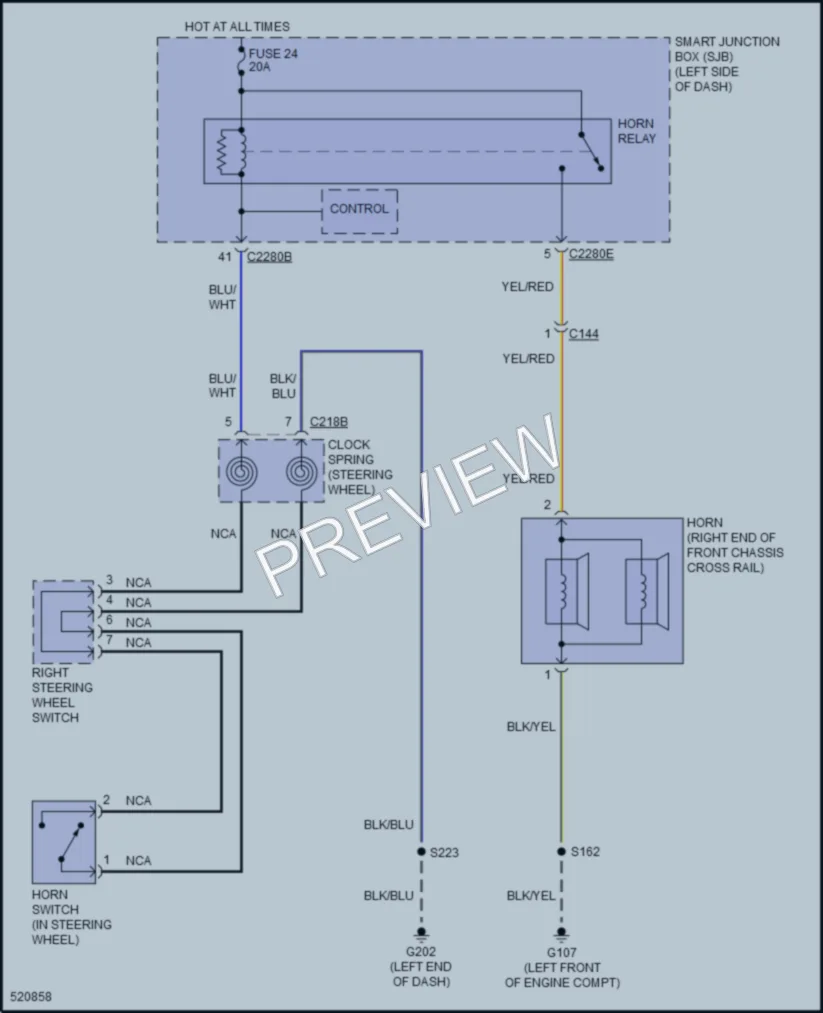 2017 Ford E350Econoline Horn wiring diagram preview