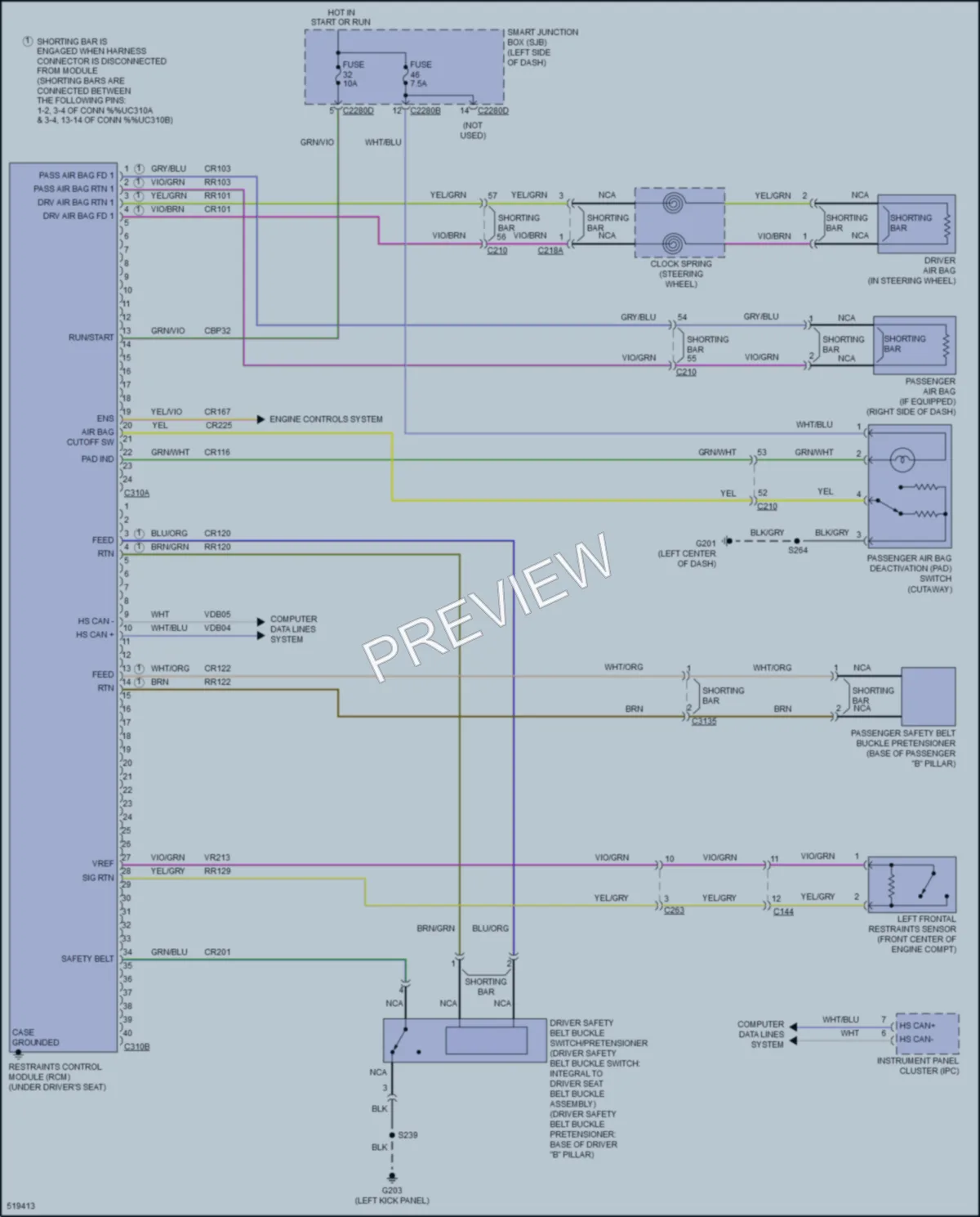 2017 Ford E350Econoline Supplemental Restraints wiring diagram preview