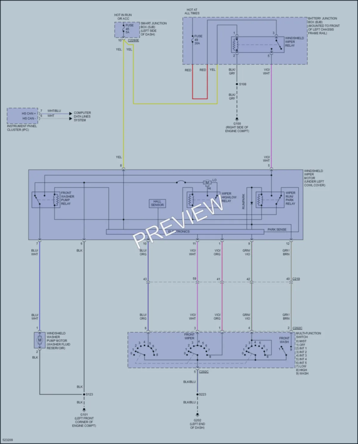 2017 Ford E350Econoline Wiper Washer wiring diagram preview