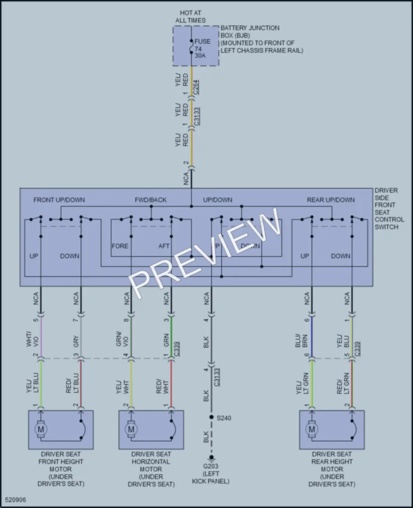 2017 Ford E450Econoline Power Seats wiring diagram preview